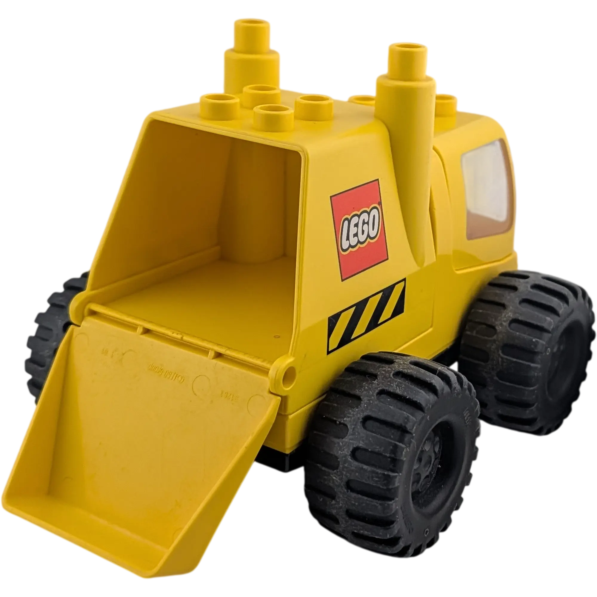 Lego Duplo LKW Lastwagen Gelb mit gelbem großen Container mit LEGO Aufdruck und gelbem klappbaren Führerhaus, Ansicht 2