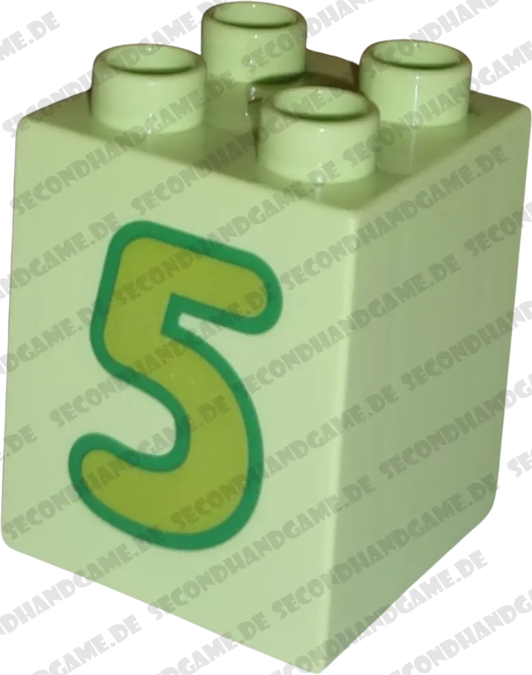 Lego Duplo 2x2x2 Stein Hellgrün Zahl Fünf