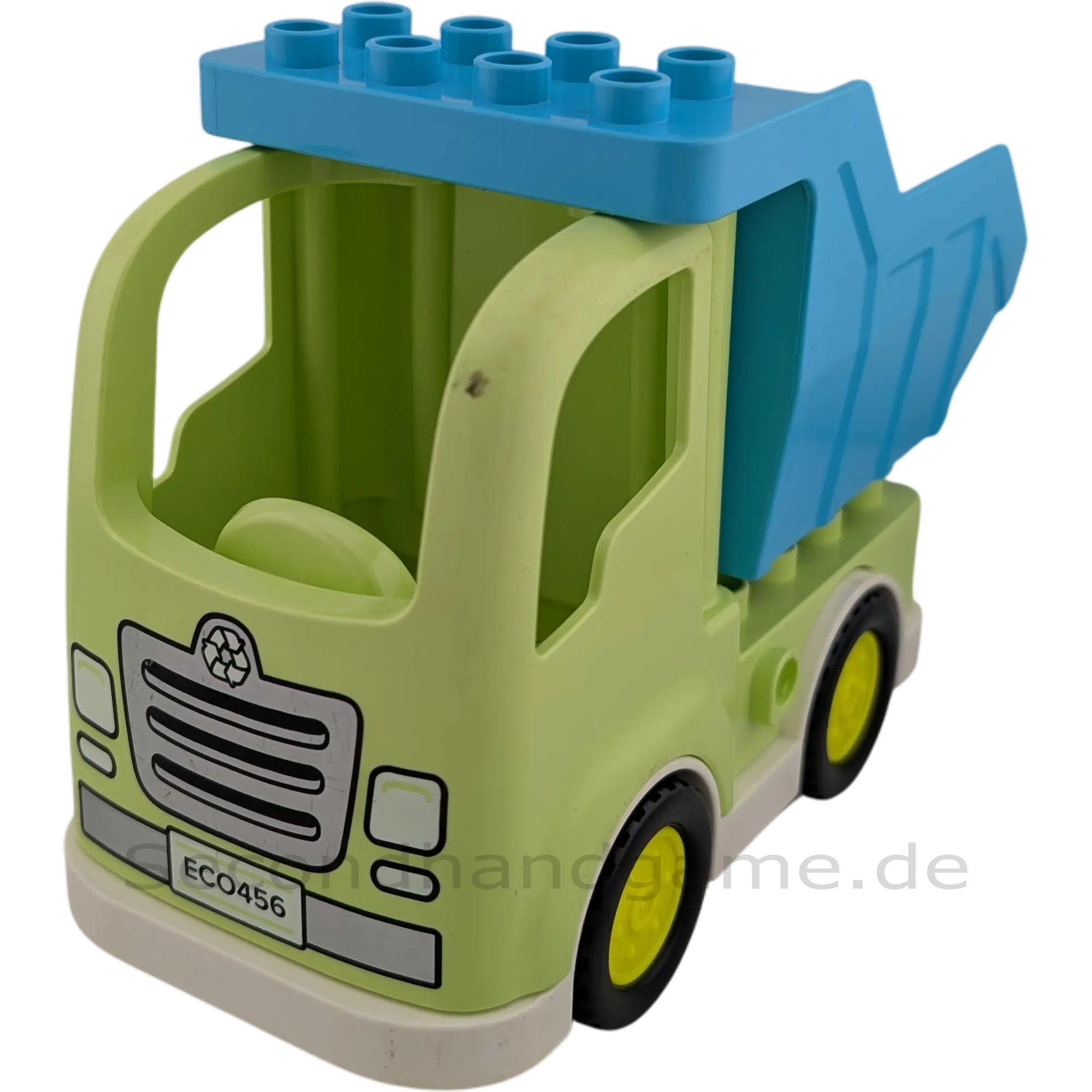 Lego Duplo Lastwagen Hellgrün mit Recycling Lego und Container kippbar