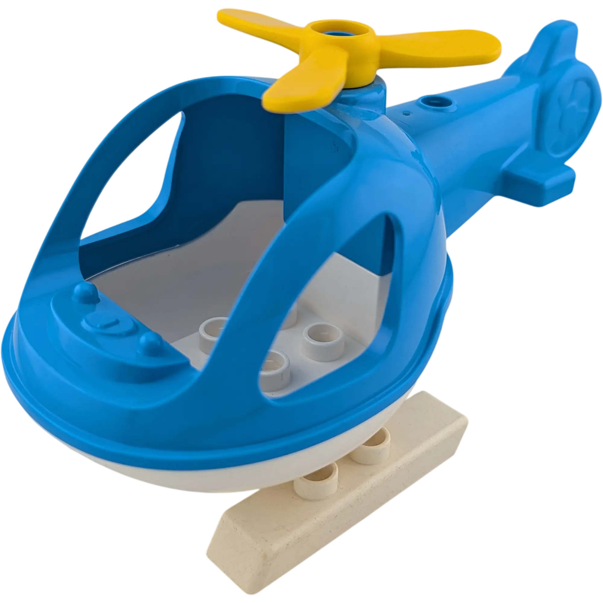 Lego Duplo Hubschrauber Blau Weiß Grau gelber Propeller