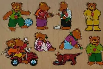 Holzpuzzle mit Griff Teddybären