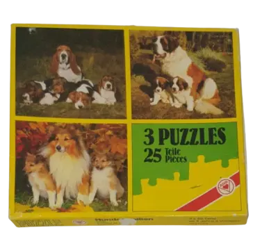 ASS 3 Puzzle mit je 25 Teilen Hundefamilien