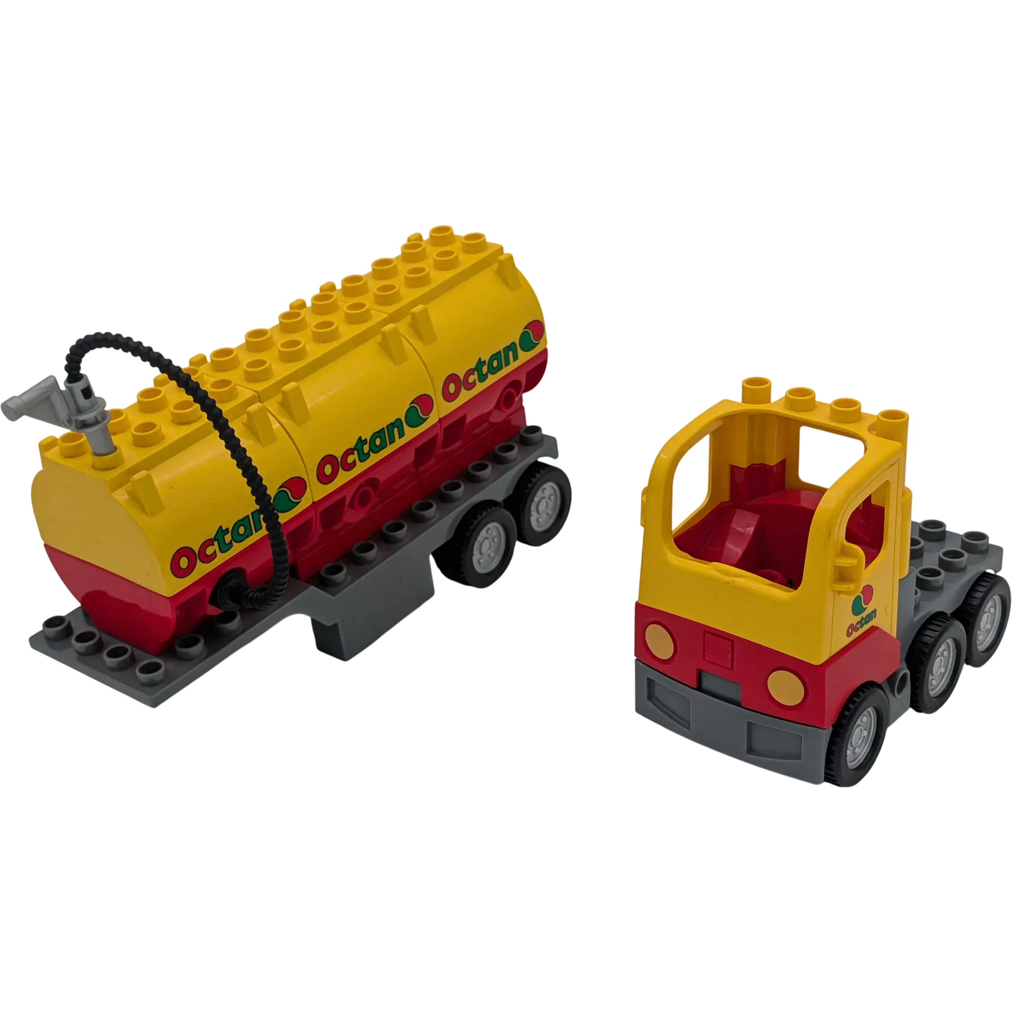 Lego Duplo Lastwagen mit Container Octan LKW Rot Gelb Tanklaster mit Anhänger und drei Container