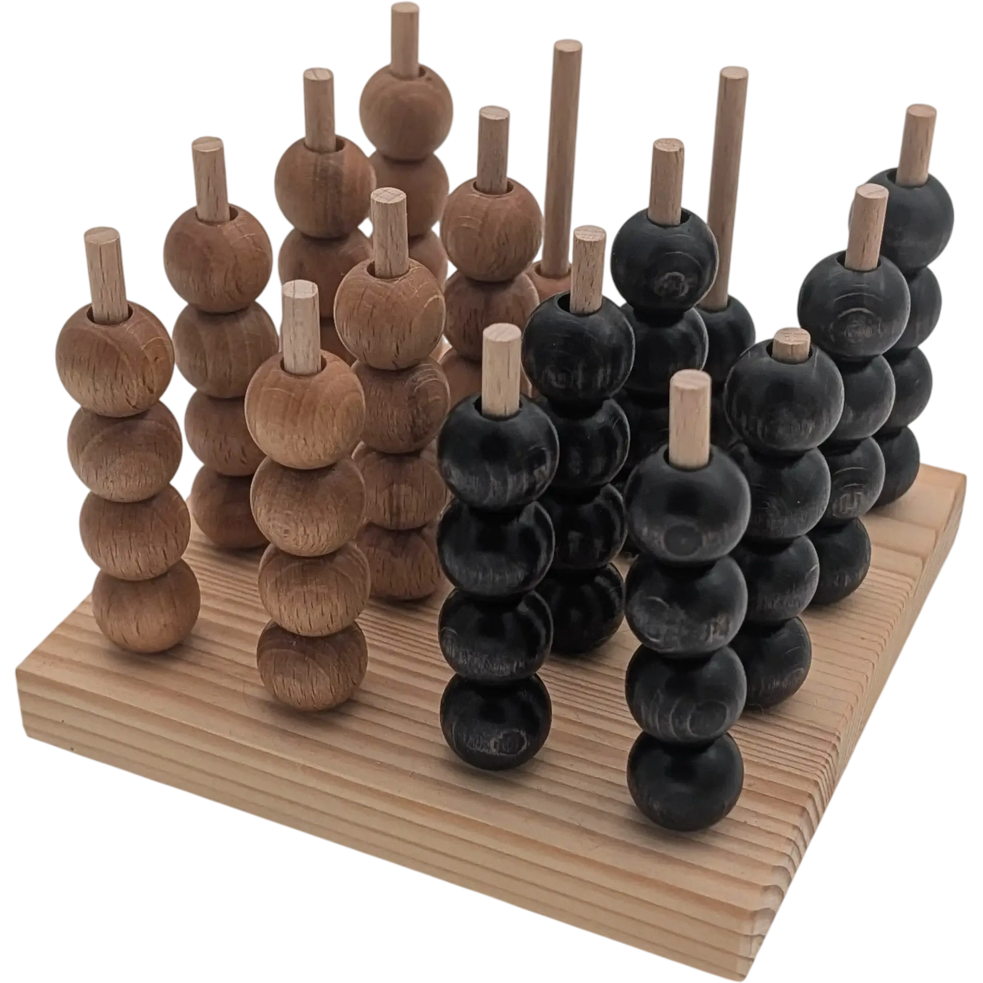Holzinsel 3-D Mühle Holzspiel Strategiespiel für 2 Spieler mit 44 Kugeln