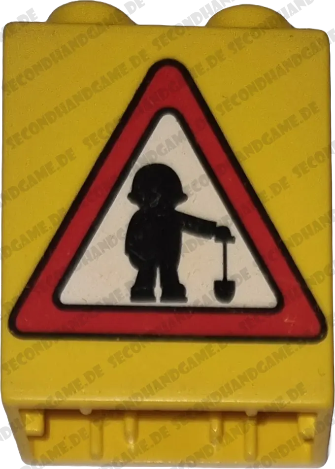 Lego Duplo  1x2 Stein Gelb Bauarbeiter Baustellenschild