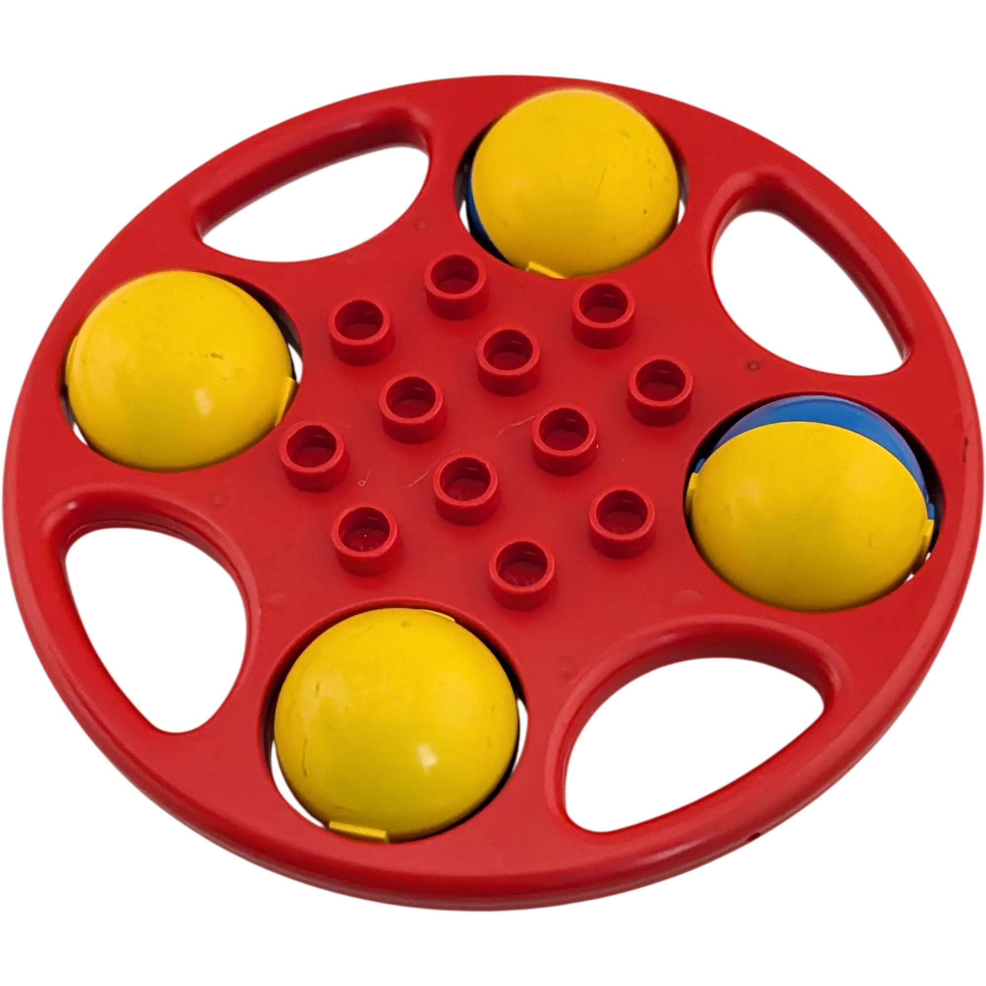 Lego Duplo Primo Baby Rassel rund Rot mit 4 drehbaren Kugeln Blau Gelb