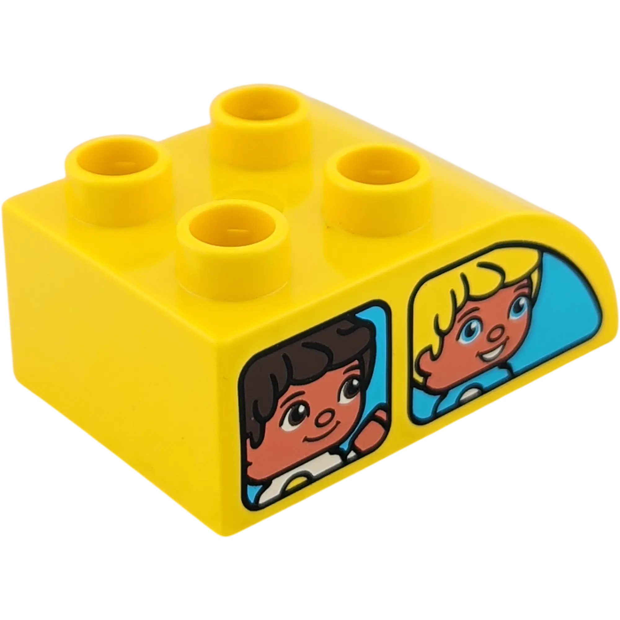 Lego Duplo 2302 Rundstein 2x3 Gelb mit Junge und Mädchen