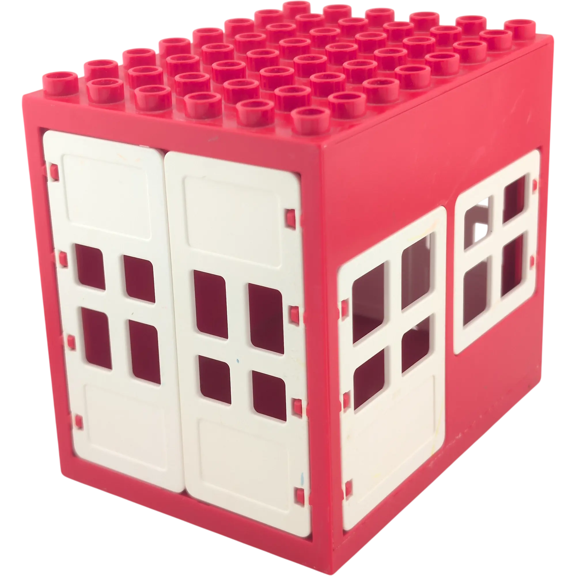 Lego Duplo Rot Verkaufsstand Kiosk Feuerwache mit 5 Türen und einem Fenster Weiß 6x8