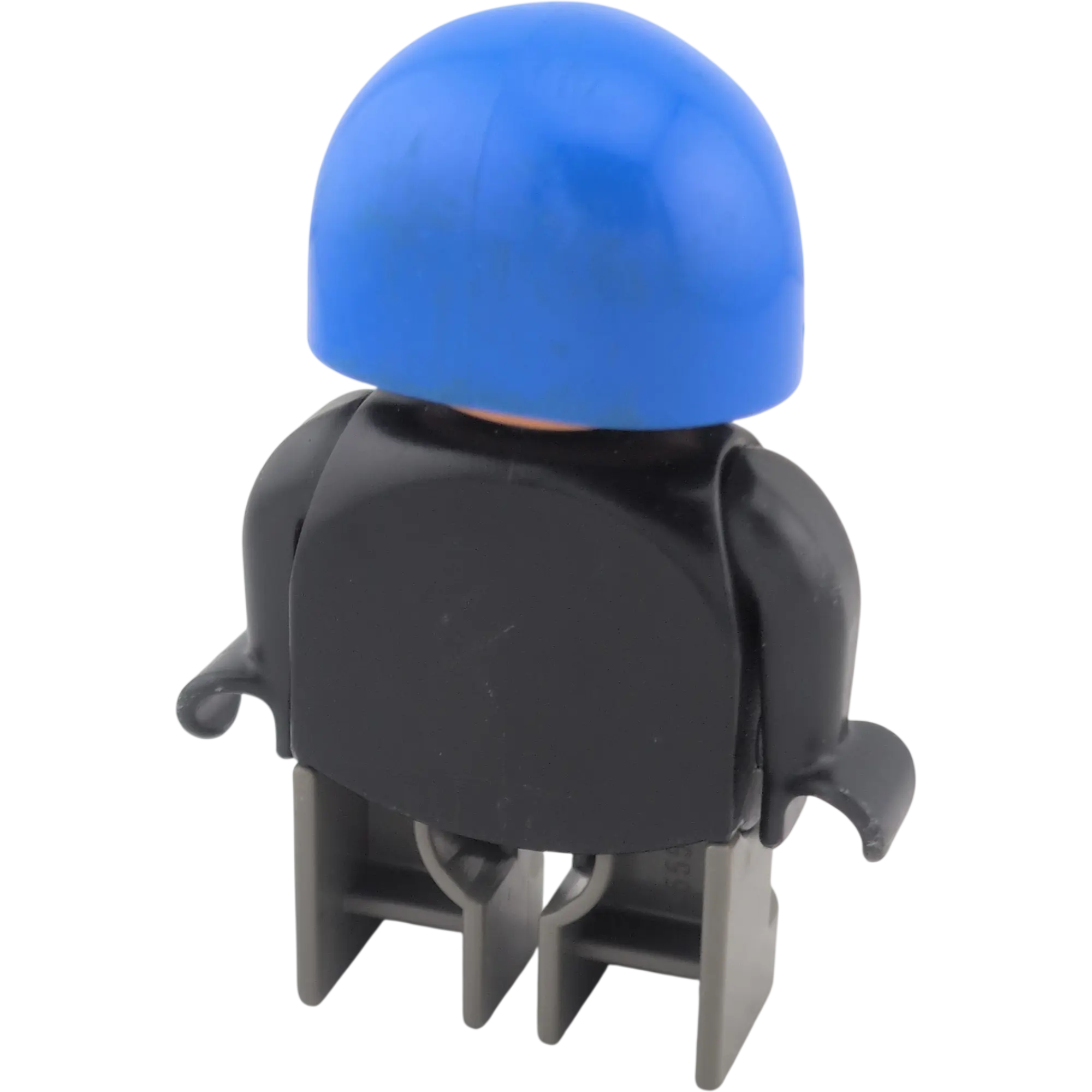 Lego Duplo Mann Polizist schwarze Jacke mit Sheriffstern, graue Hose, Sonnenbrille Motorradhelm