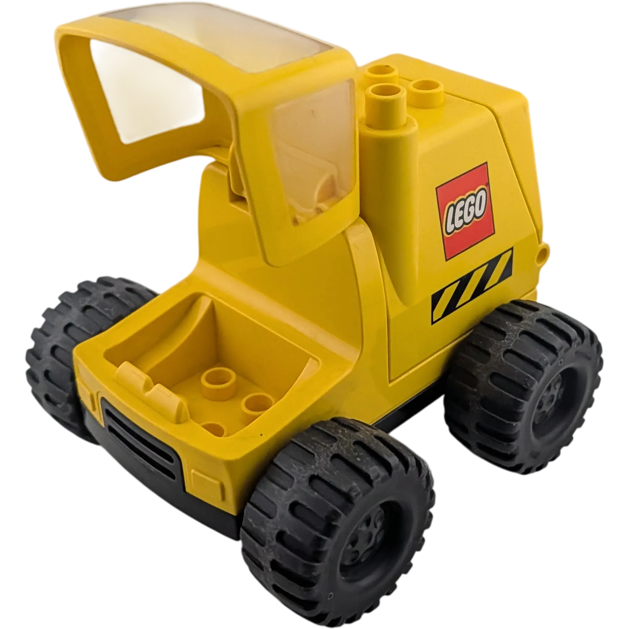 Lego Duplo LKW Lastwagen Gelb mit gelbem großen Container mit LEGO Aufdruck und gelbem klappbaren Führerhaus, Ansicht 4