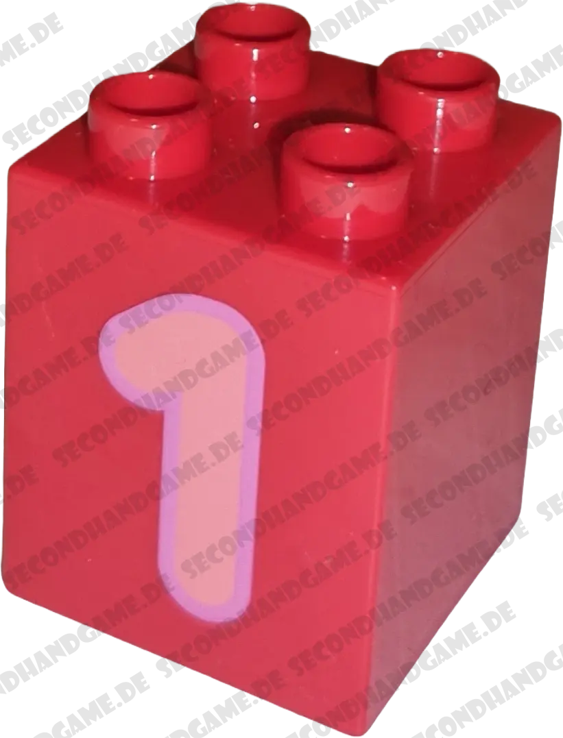 Lego Duplo 2x2x2 Stein Rot Zahl Eins Rosa