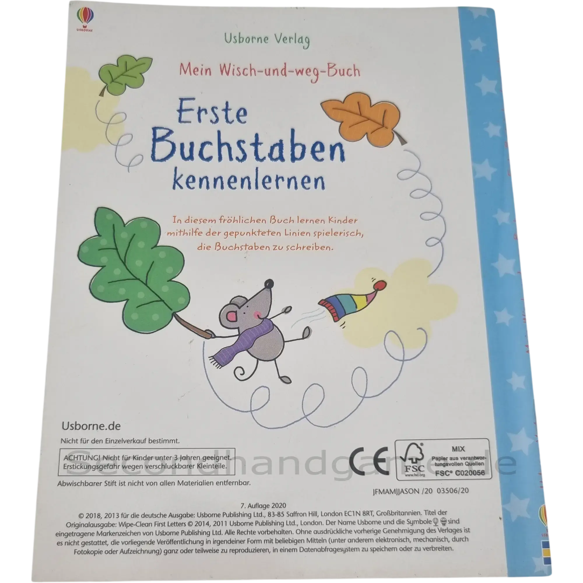 Usborne Verlag Mein Wisch-und-weg-Buch Erste Buchstaben kennenlernen, ab 3 Jahren