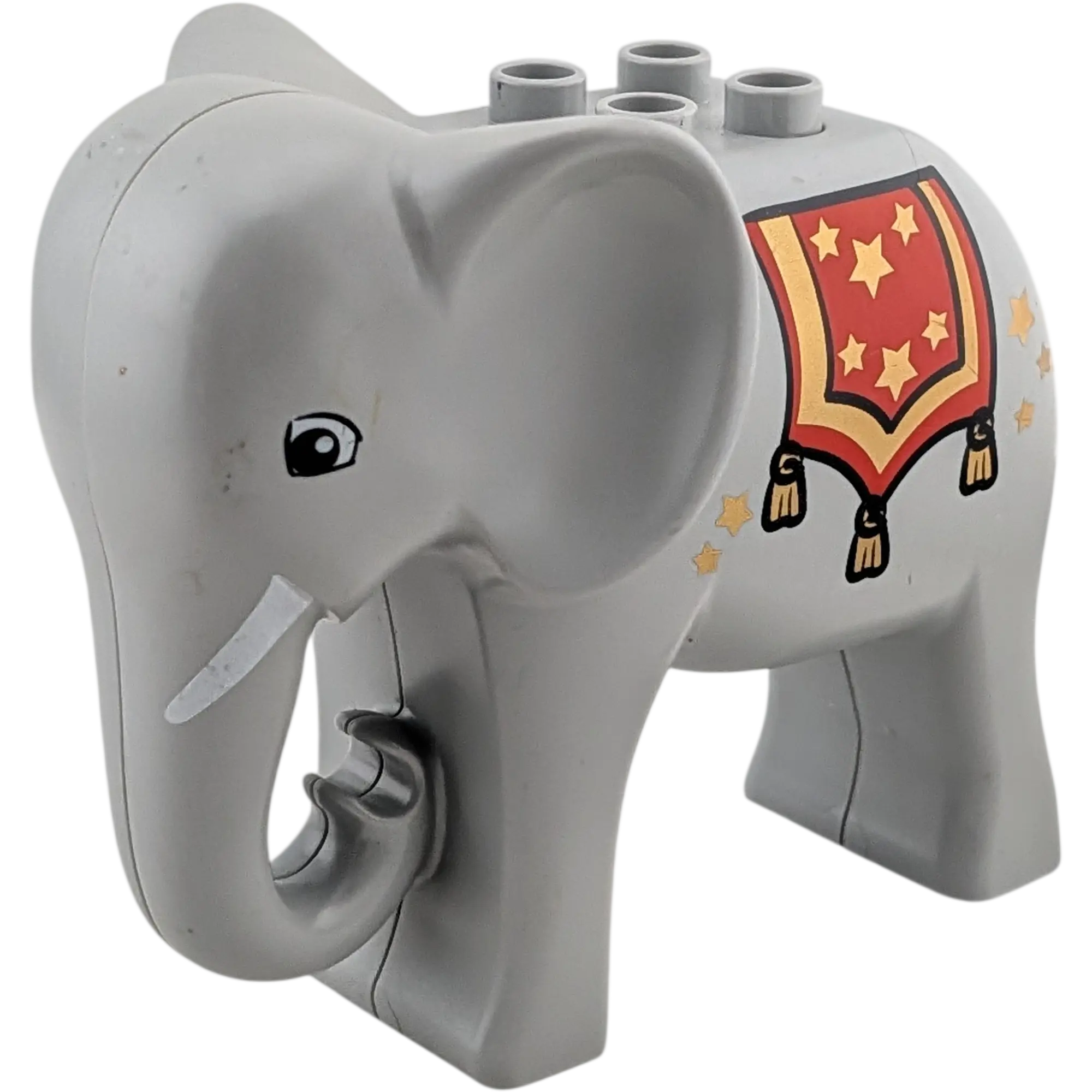 Lego Duplo Zirkus Elefant Hellgrau mit roter Decke und goldenen Sternen
