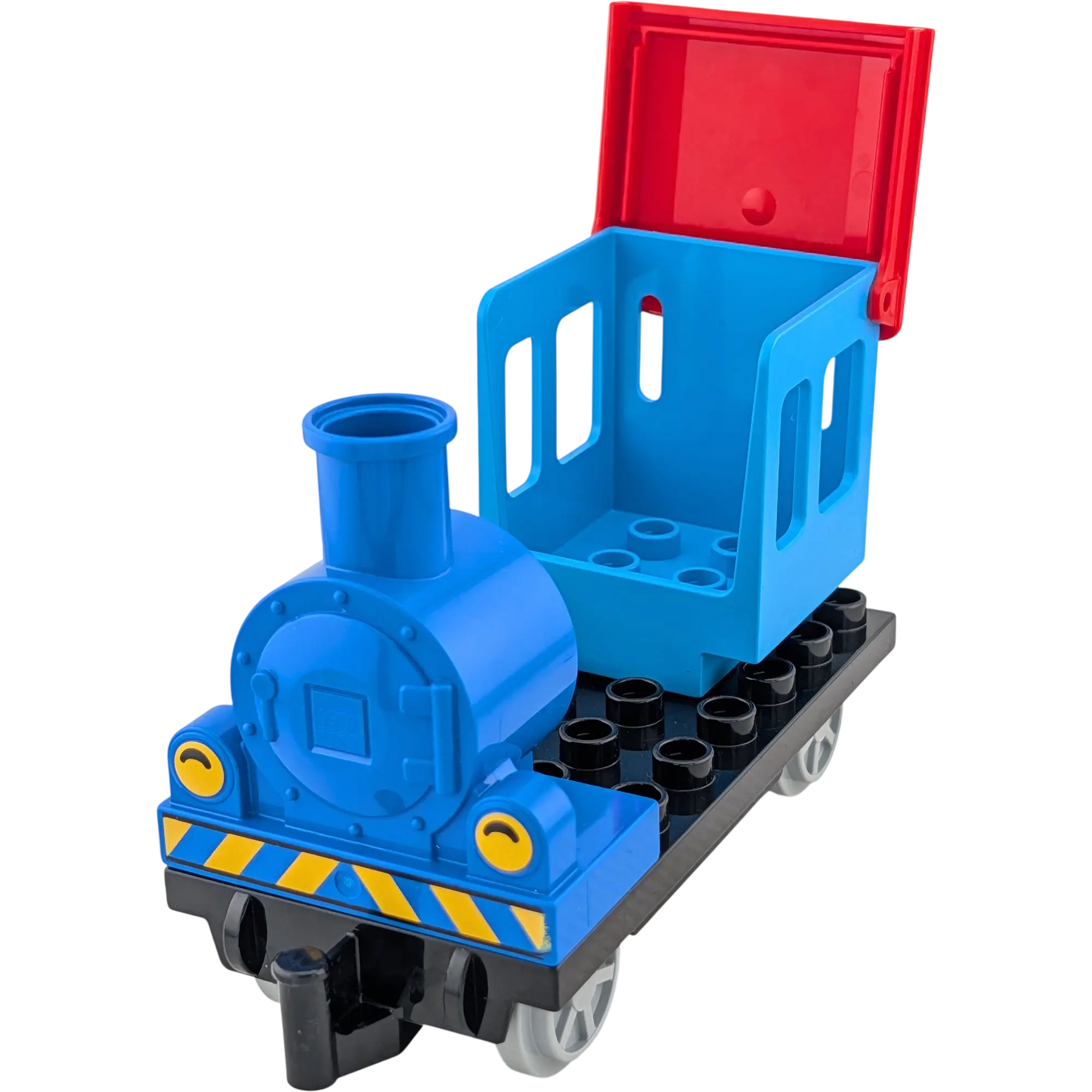 Lego Duplo Anhänger Schwarz Grau mit beweglichem Glied 4x8 mit Lokomotiven Ausatz