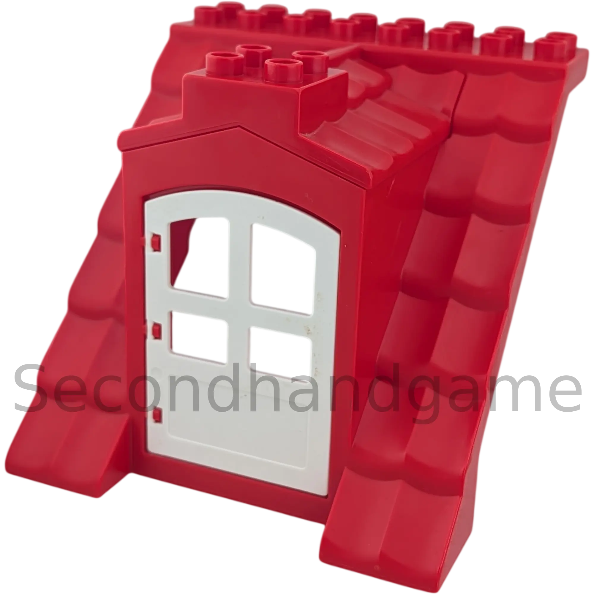 Lego Duplo Seitenteil Dachfenster 225J4 Rot mit Balkontür Weiß