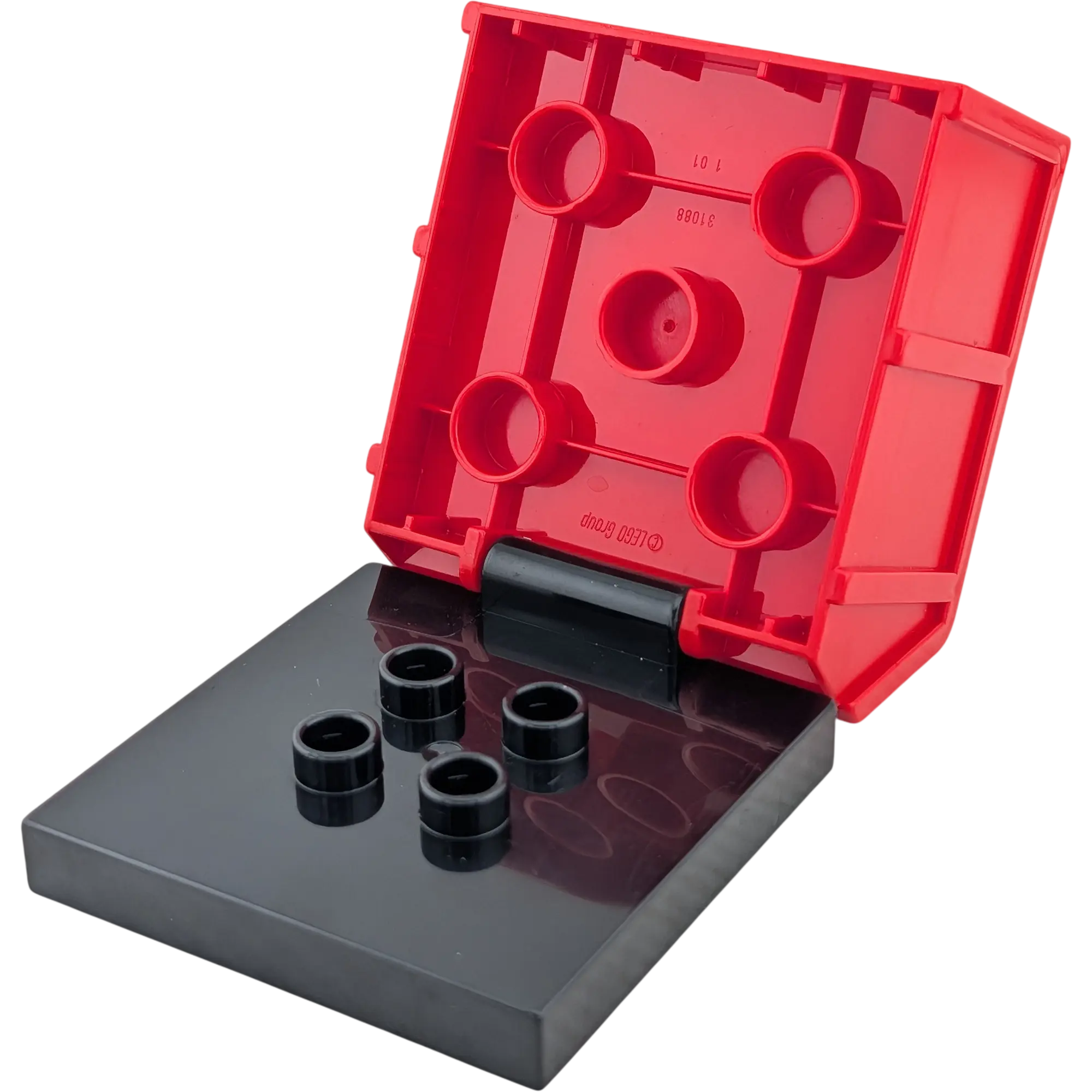 Lego Duplo 31068 + 31088 Anhänger Aufsatz Container Rot Kippbar mit schwarzem Unterteil