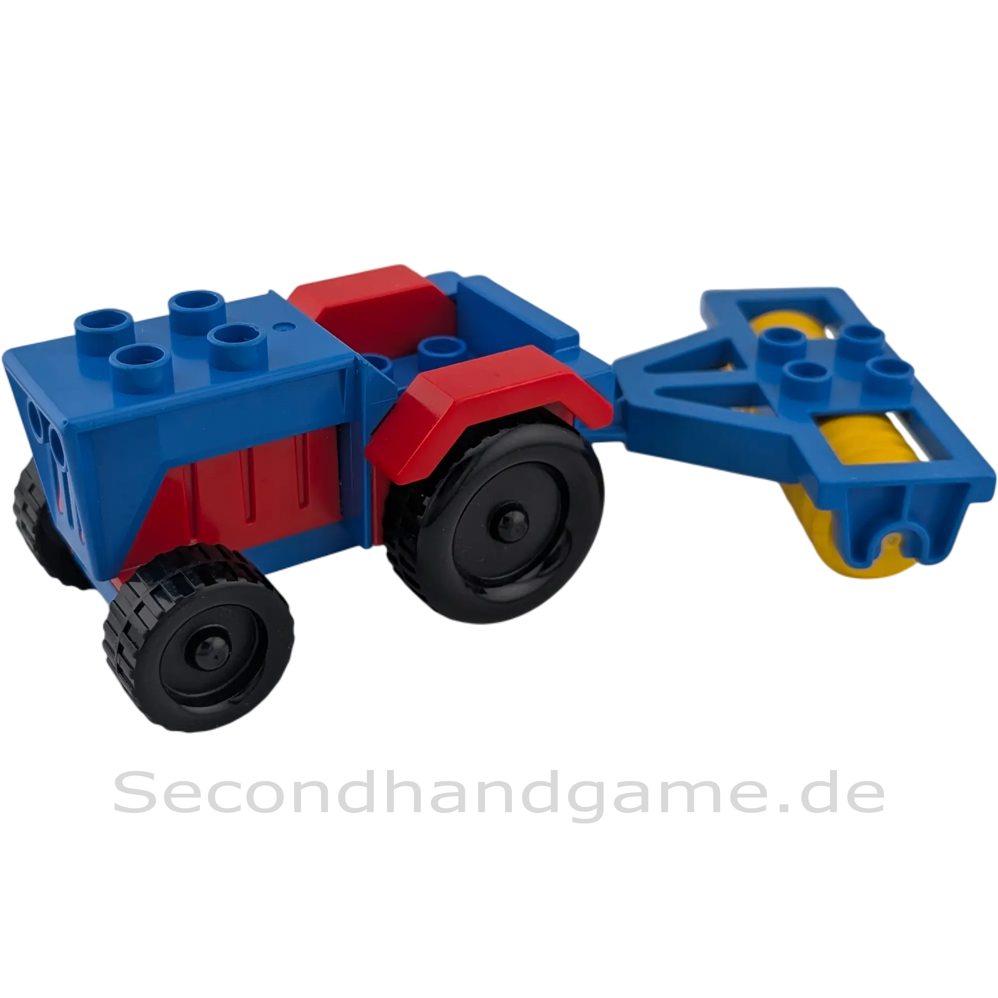 Lego Duplo Traktor Blau rot mit blauem Pflug Walze