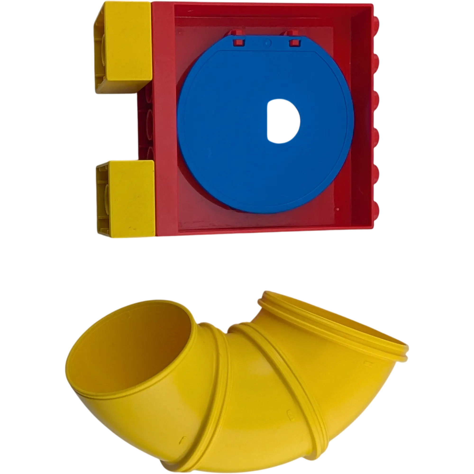 Lego Duplo Tunnelrutsche Spielplatz 7 teilig Rot Gelb mit blauer Klappe und gebogener Röhre, Ansicht 2