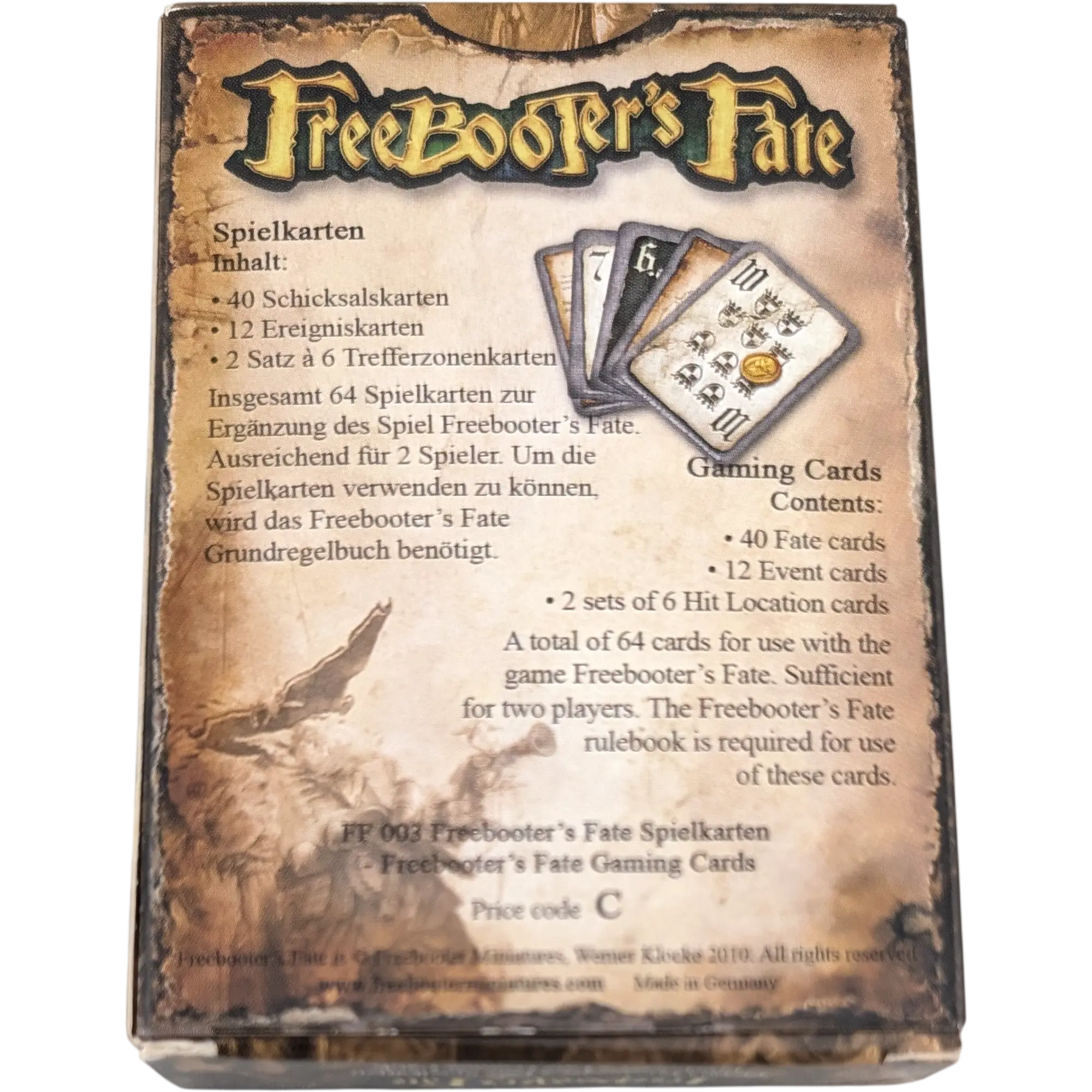 Freebooter's Fate Spielkarten Gamingcards Sprache Deutsch und Englisch
