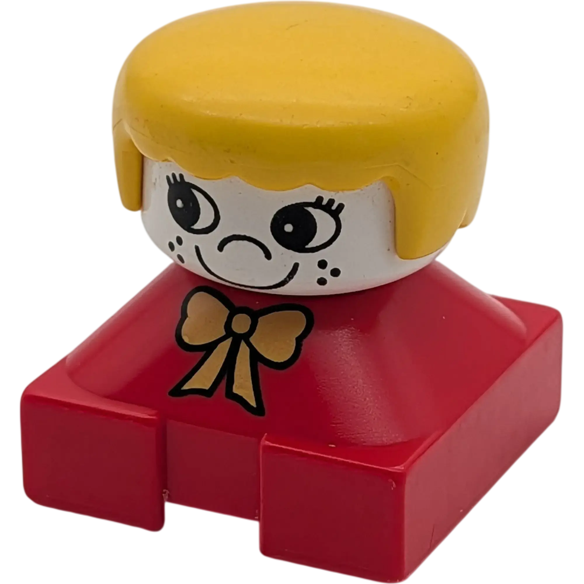 Lego Duplo 2327 Frau Blonde Haare Rote Bluse Mädchen mit Schleife Gelb