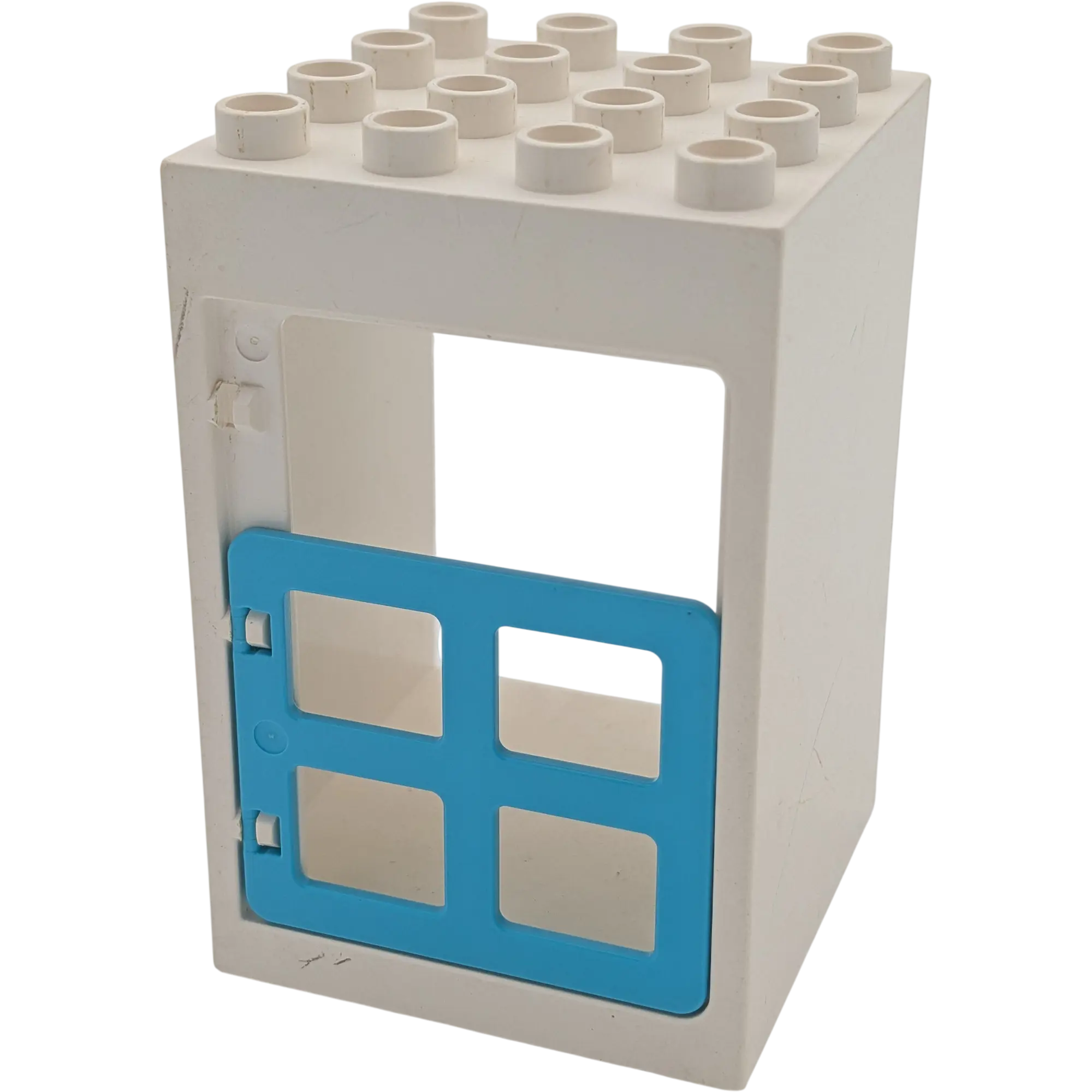 Lego Duplo 4x4 Hauswand Weiß mit Azurfarbener Tür Tor