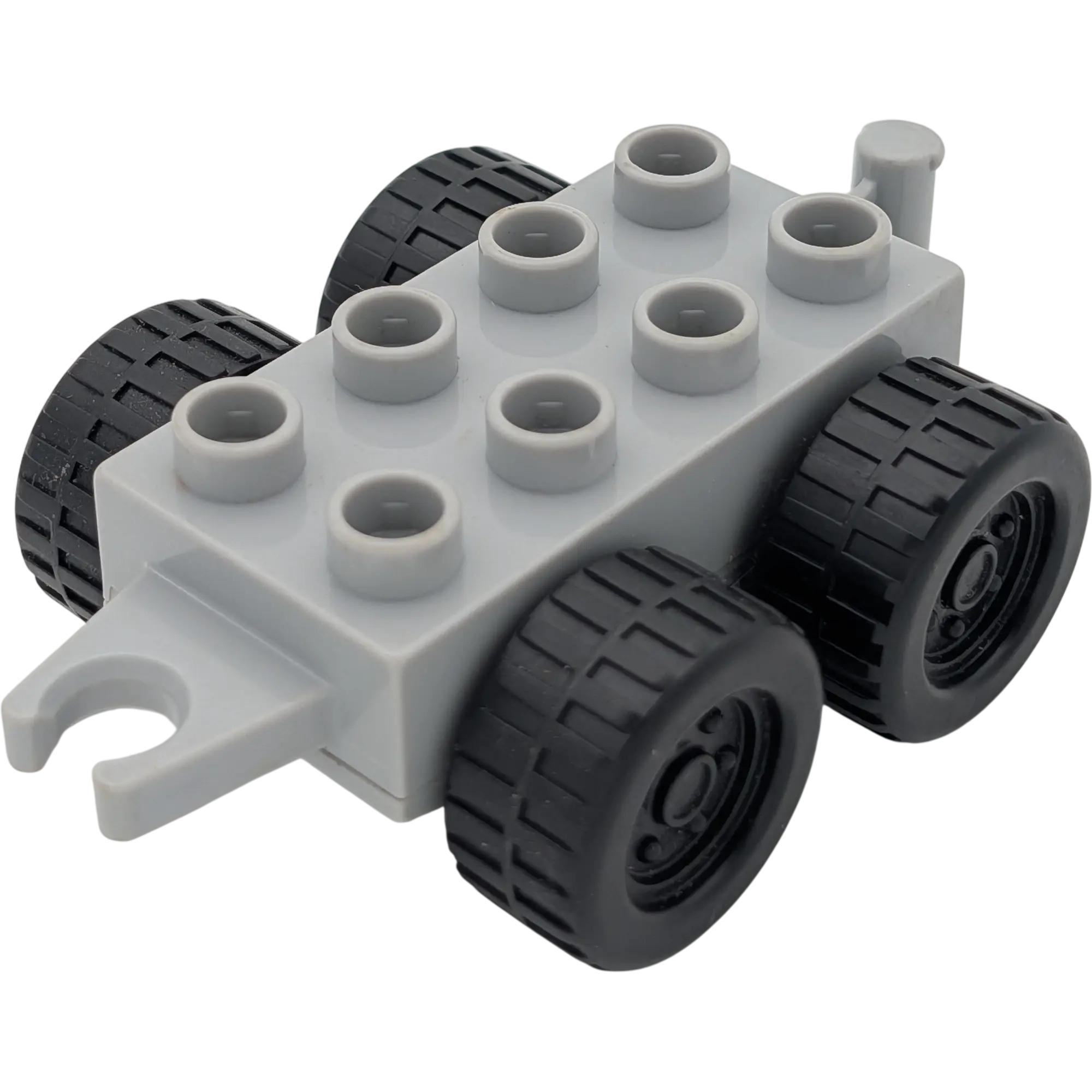 Lego Duplo 750J8 Fahrzeug Unterteil Hellgrau, schwarze Räder