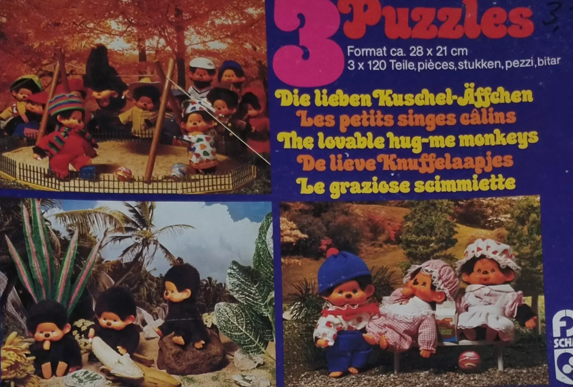 FX Schmid Puzzle 95707 Die lieben Kuschel Äffchen 3x120 Teile