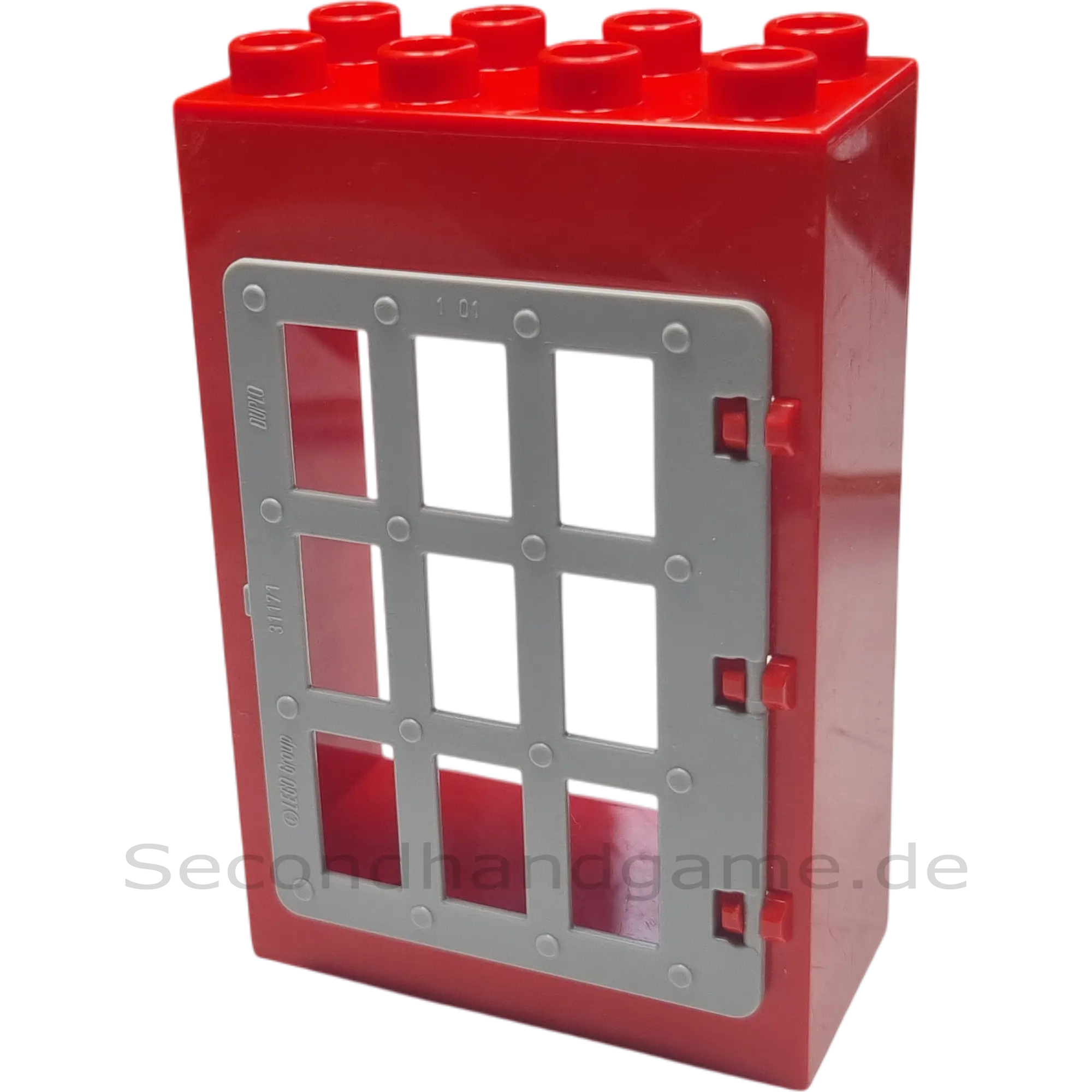 Lego Duplo 2x4 Hauswand mit Tür Rot mit Gittertür Grau