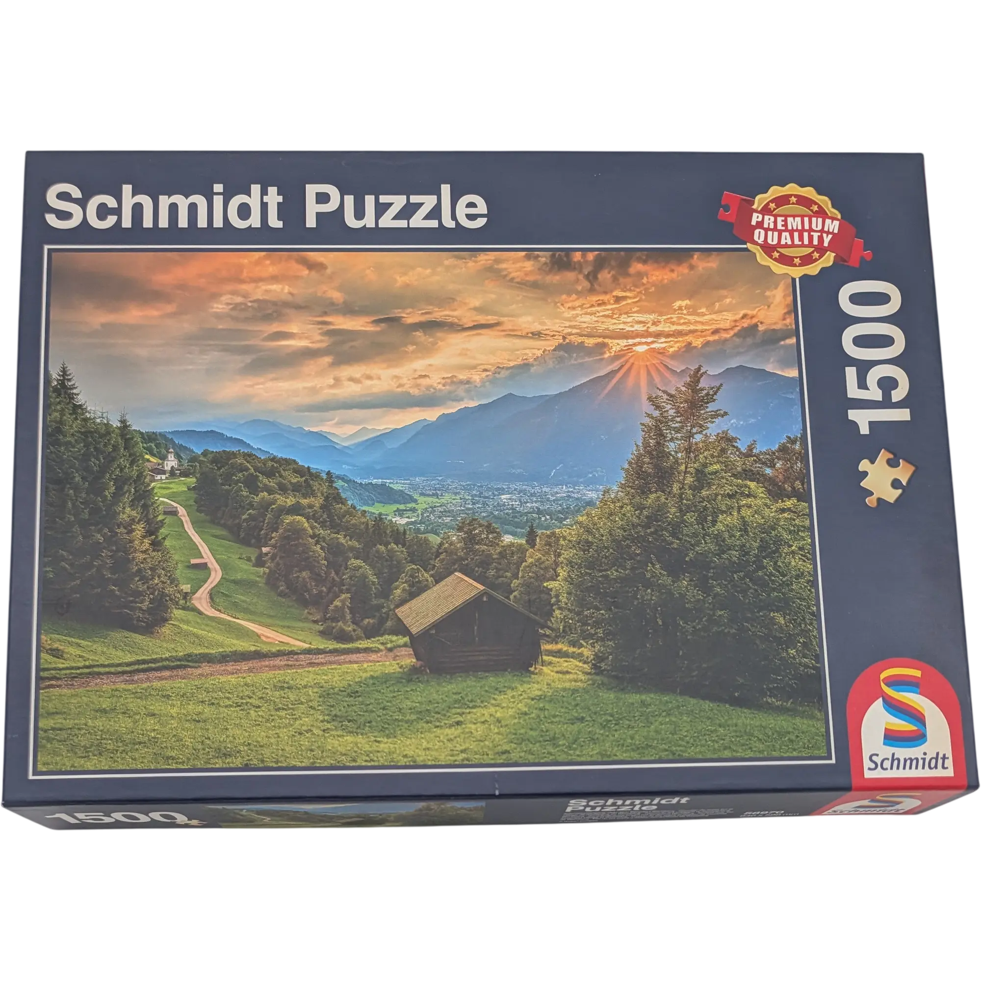 Schmidt Puzzle 1500 Teile 58970 Sonnenuntergang über dem Bergdorf Wamberg