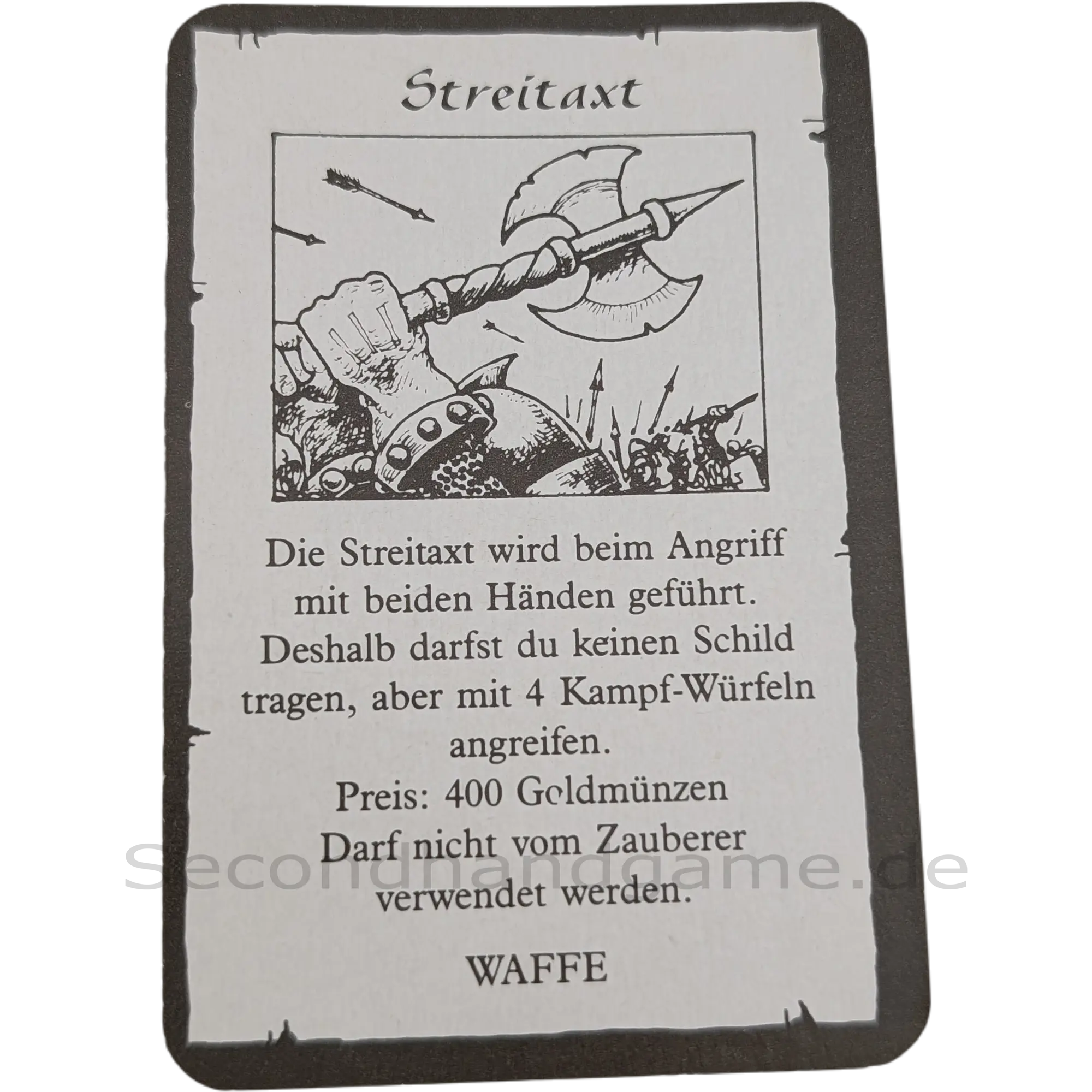 MB Hero Quest Master Karte Ausrüstung Streitaxt