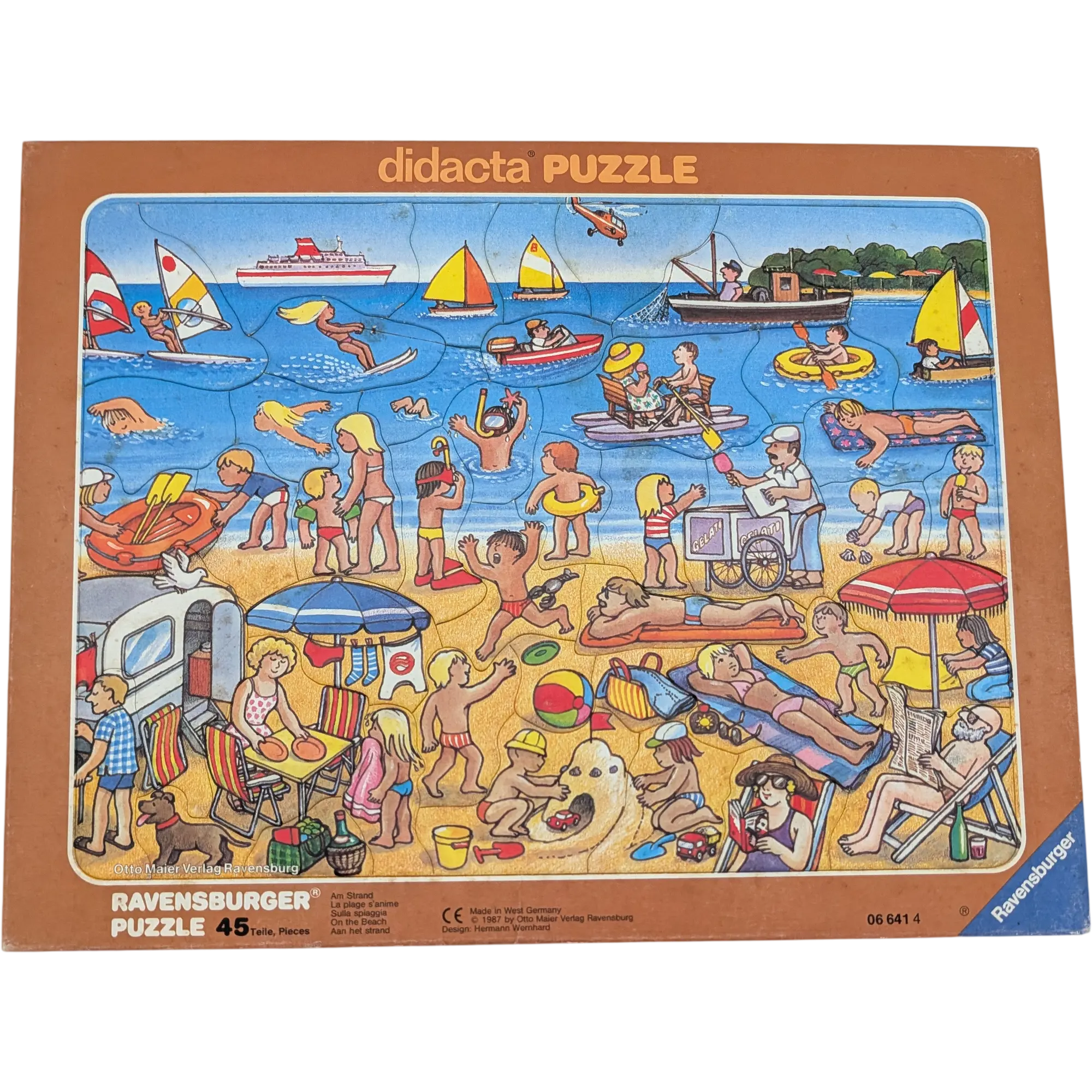 Ravensburger Rahmenpuzzle Didacta Am Strand 45 Teile 066414 brauner Rahmen