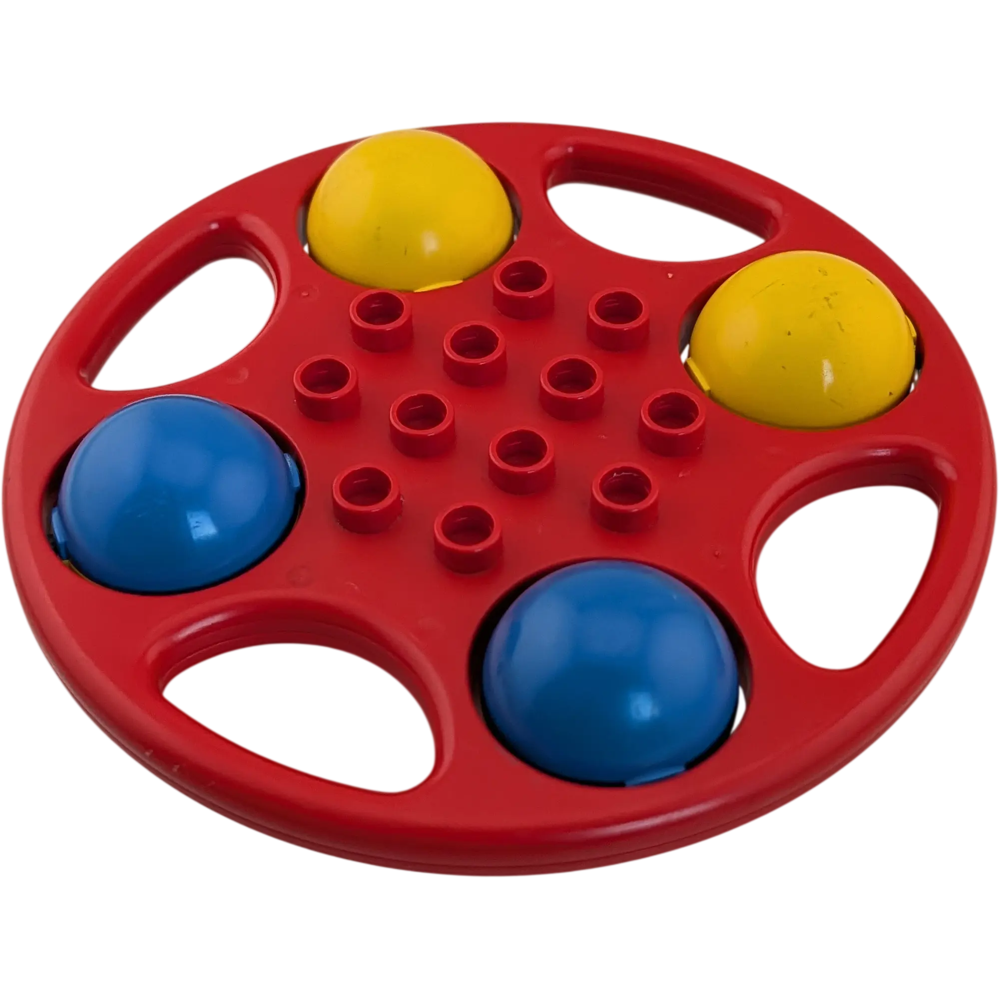 Lego Duplo Primo Baby Rassel rund Rot mit 4 drehbaren Kugeln Blau Gelb