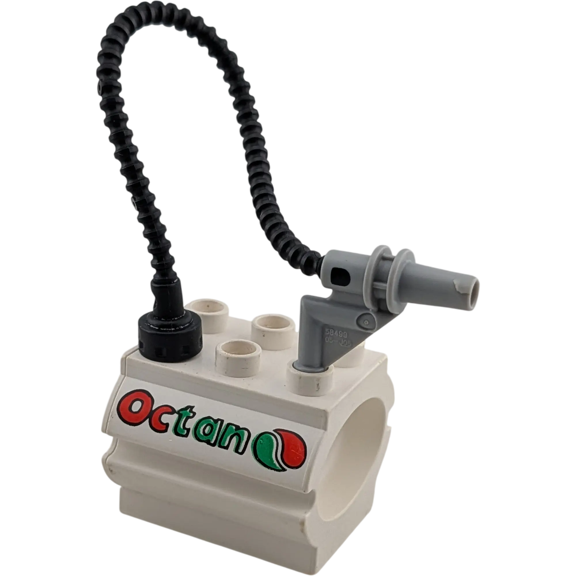 Lego Duplo Tankstelle Zapfsäule Weiß mit Octan Logo und Tankschlauch Schwarz Hellgrau, Ansicht 2