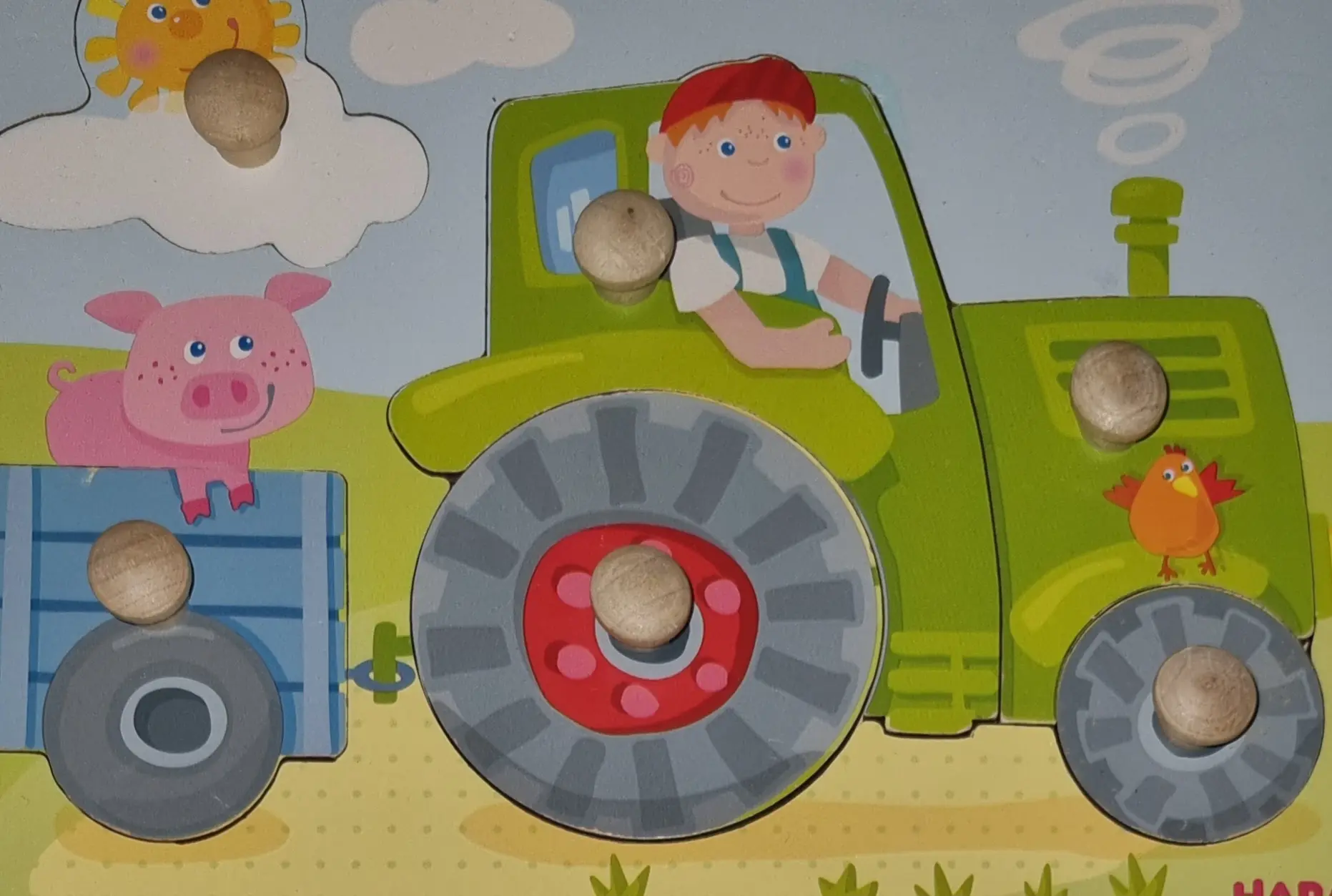 Haba Holzpuzzle mit Griff Traktor 6 Teile