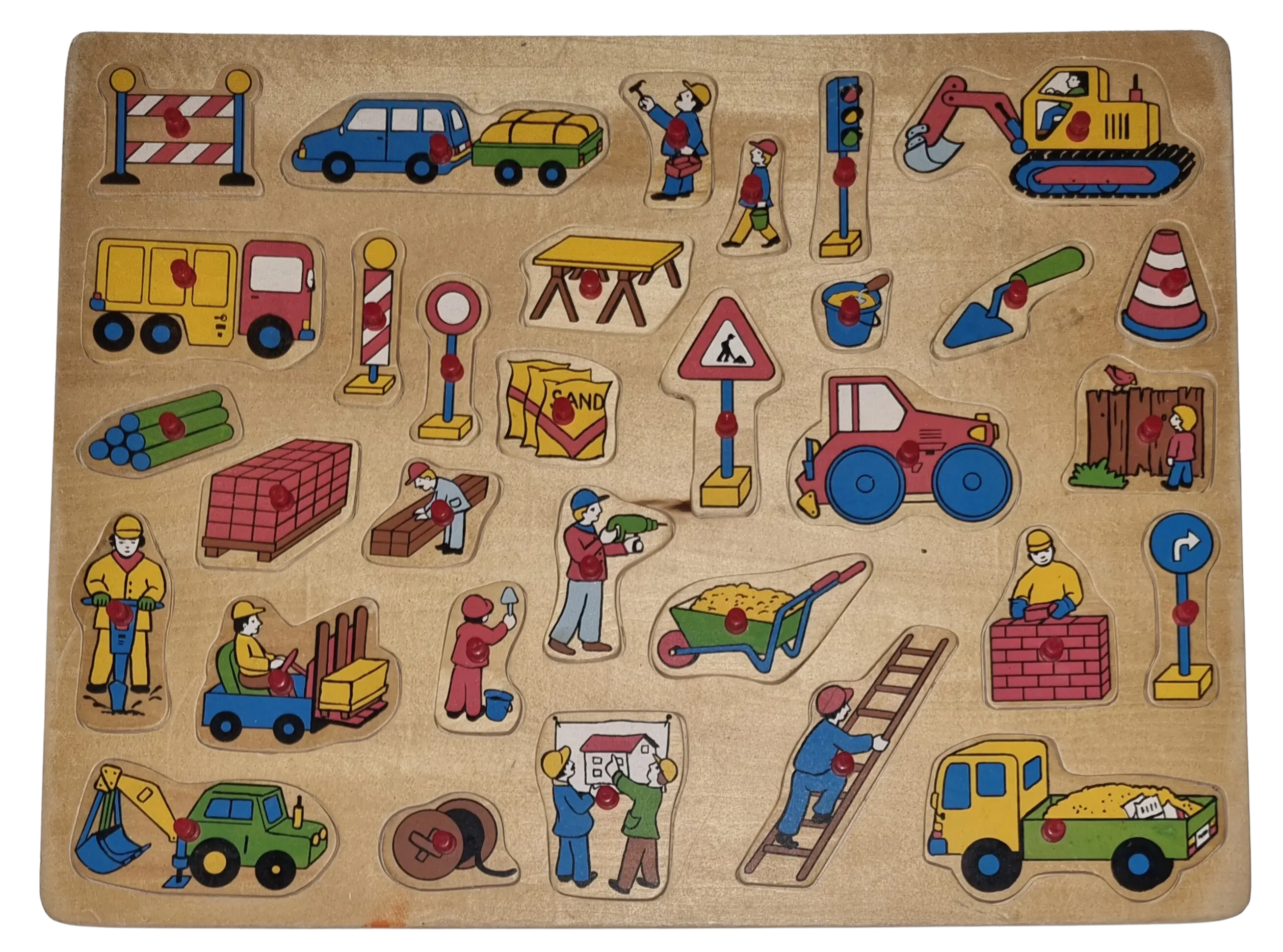 Großes Holzpuzzle Baustelle 32 Teile