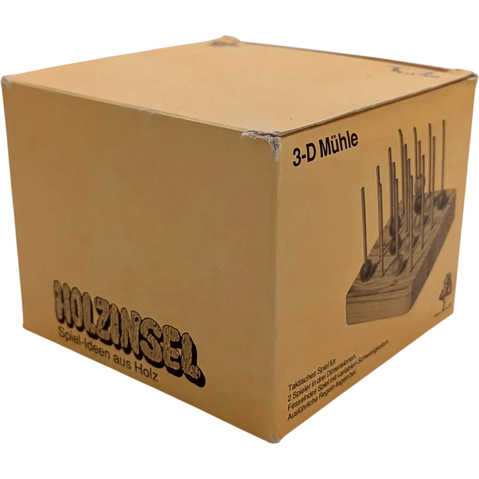 Holzinsel 3-D Mühle Holzspiel Strategiespiel für 2 Spieler mit 44 Kugeln, Ansicht 3