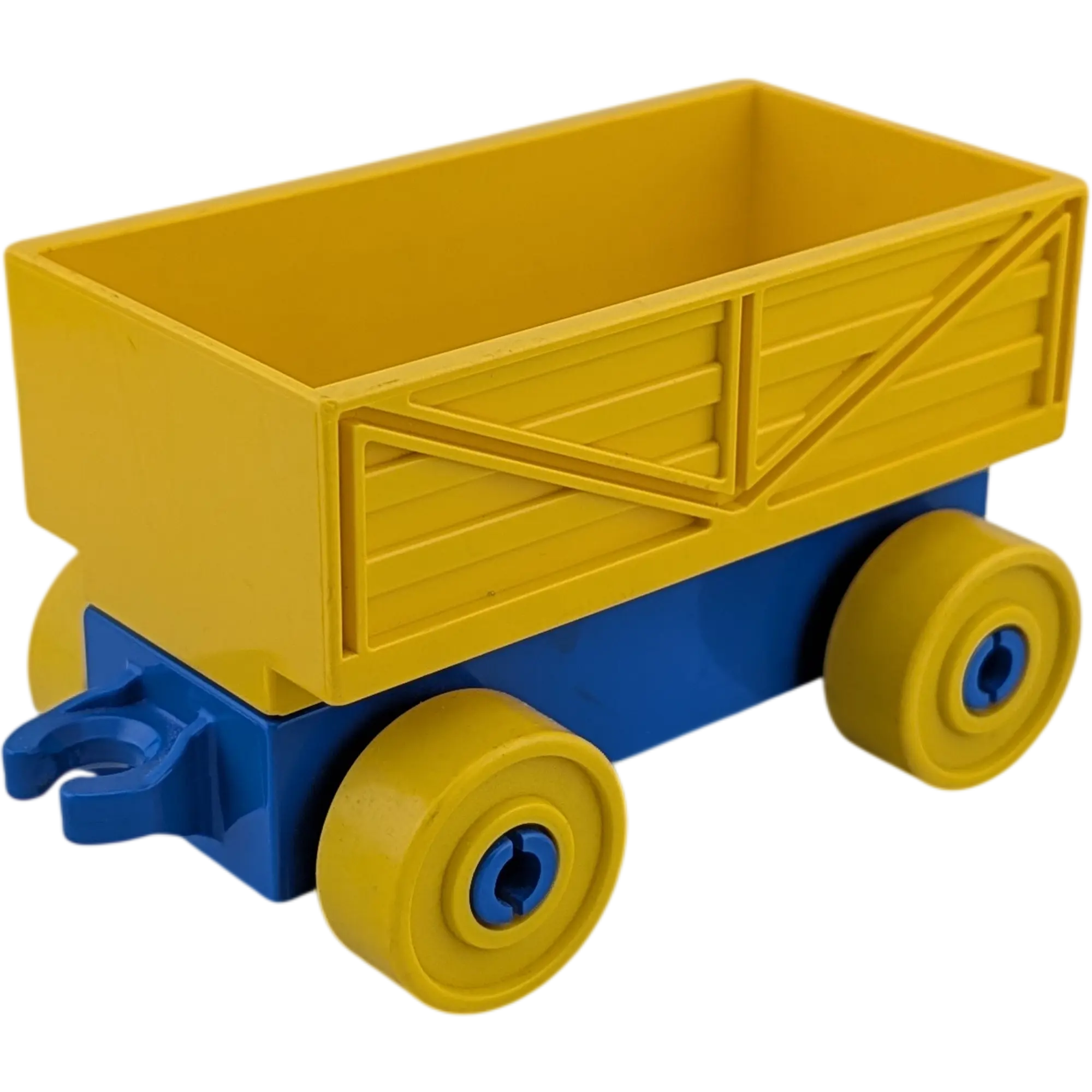 Lego Duplo Eisenbahn Güteranhänger Gelb mit blauen Rädern