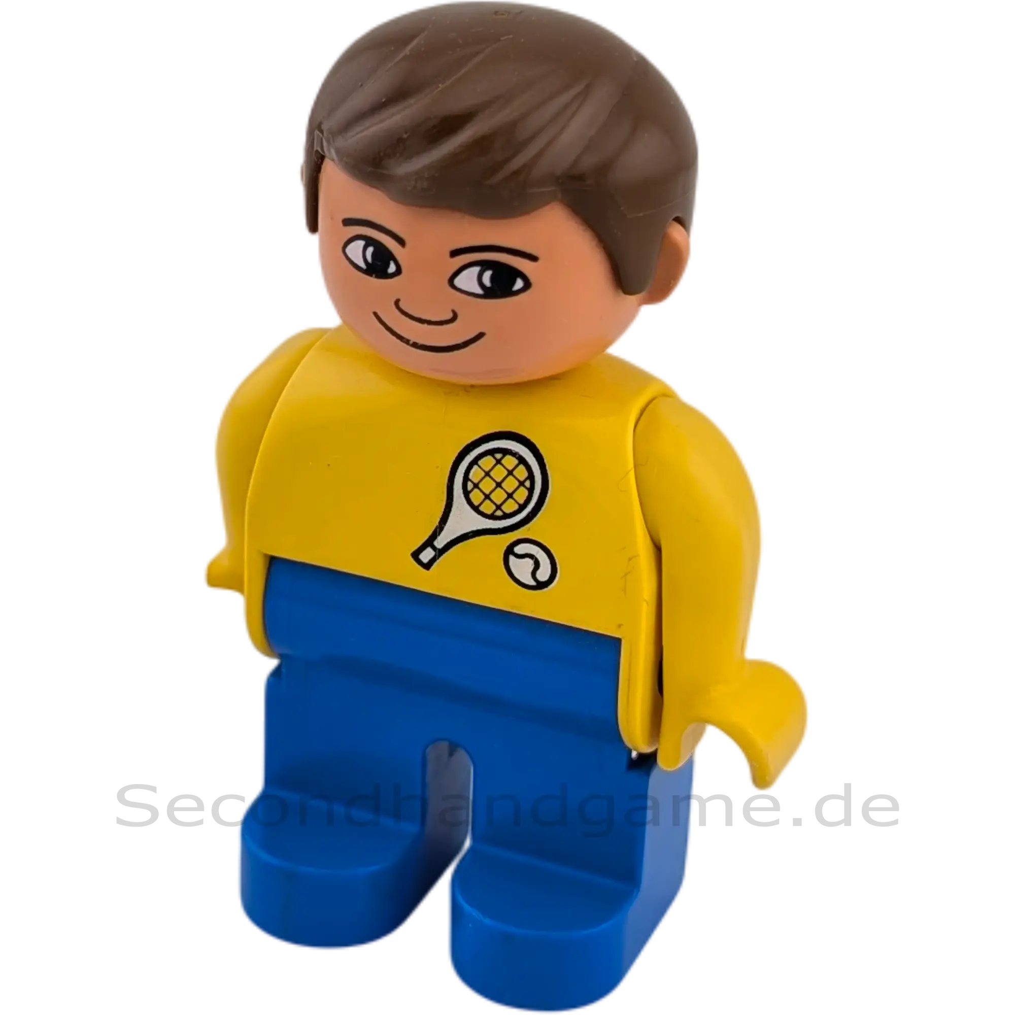 Lego Duplo 4555 Mann braune Haare, gelbes Oberteil mit Tennis, blaue Hose B-Ware