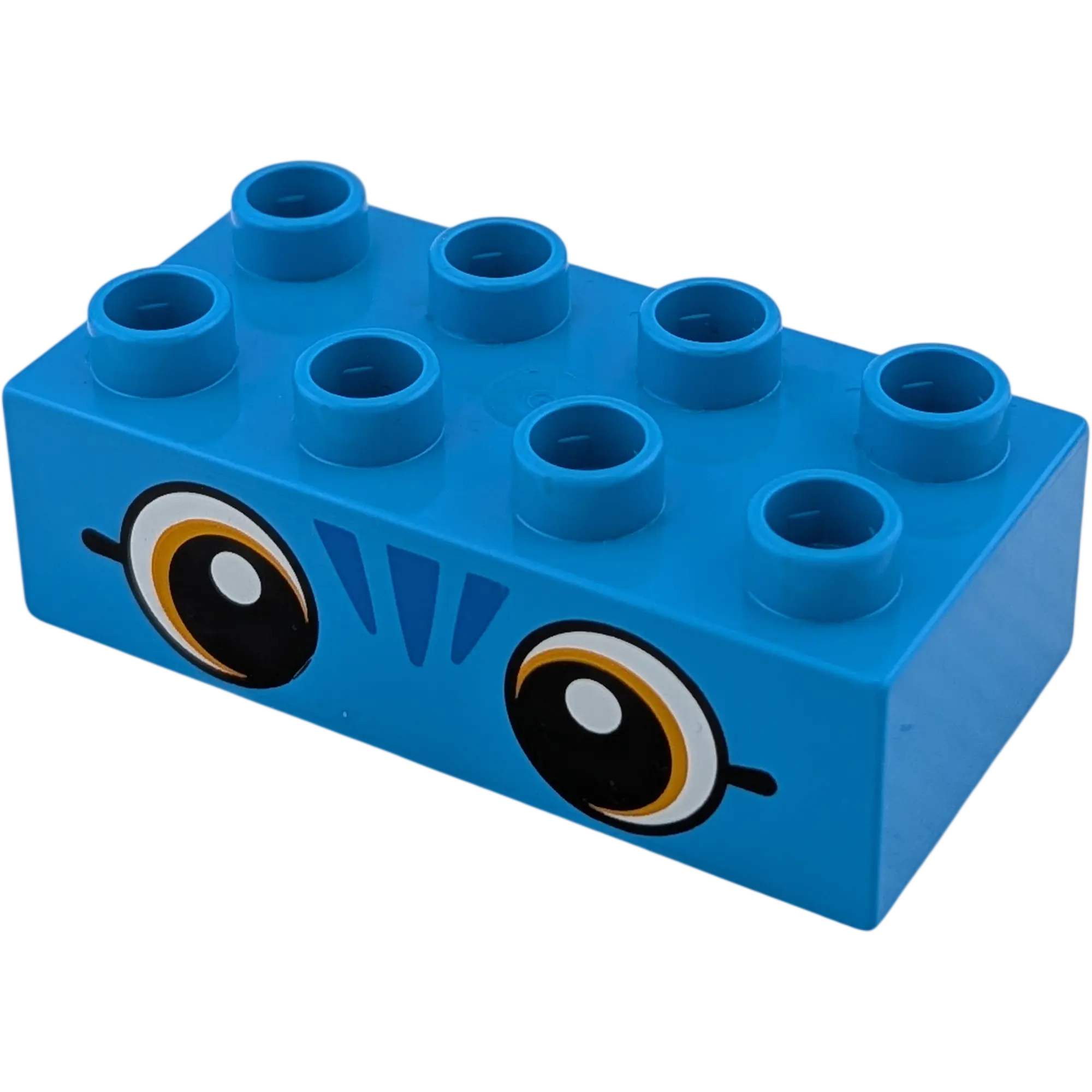 Lego Duplo 2x4 Stein 3011 Mittelblau bedruckt mit zwei Augen