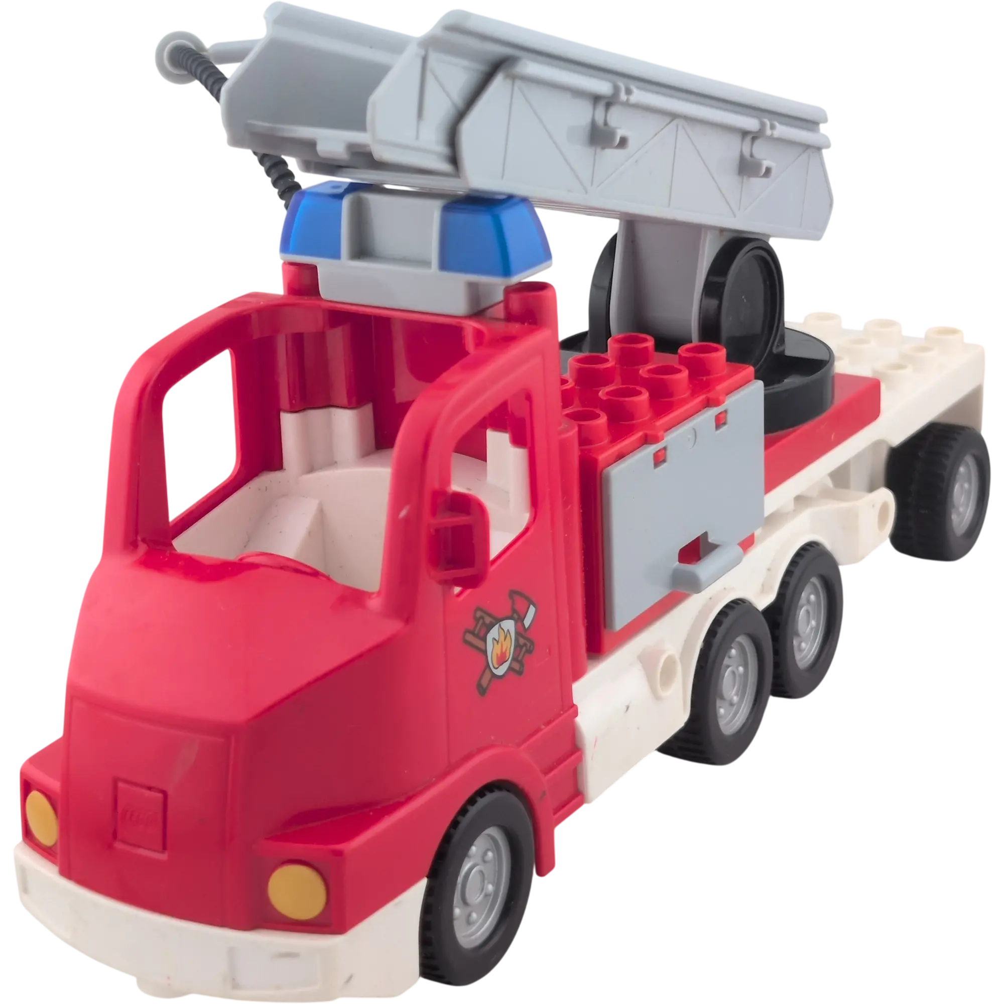 Lego Duplo Auto Rot Feuerwehrauto mit Anhänger und Leiter