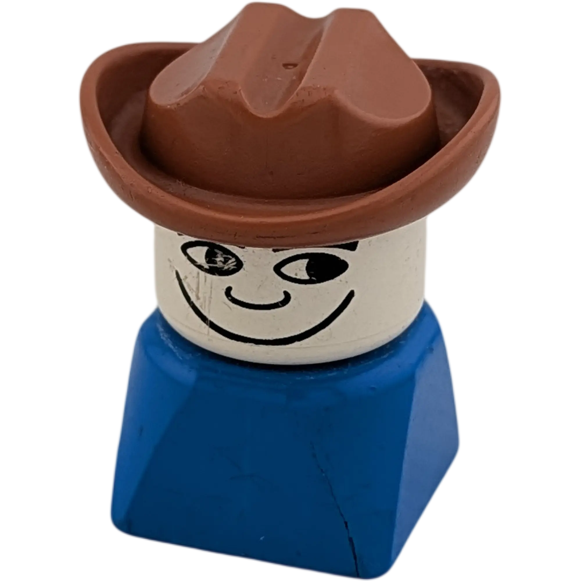 Lego Duplo älterer Figur Mann Blau mit Cowboy Hut Braun