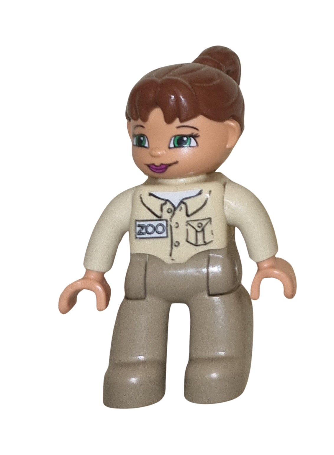 Lego Duplo Figur Zoo Mitarbeiterin Tierpflegerin brauner Zopf