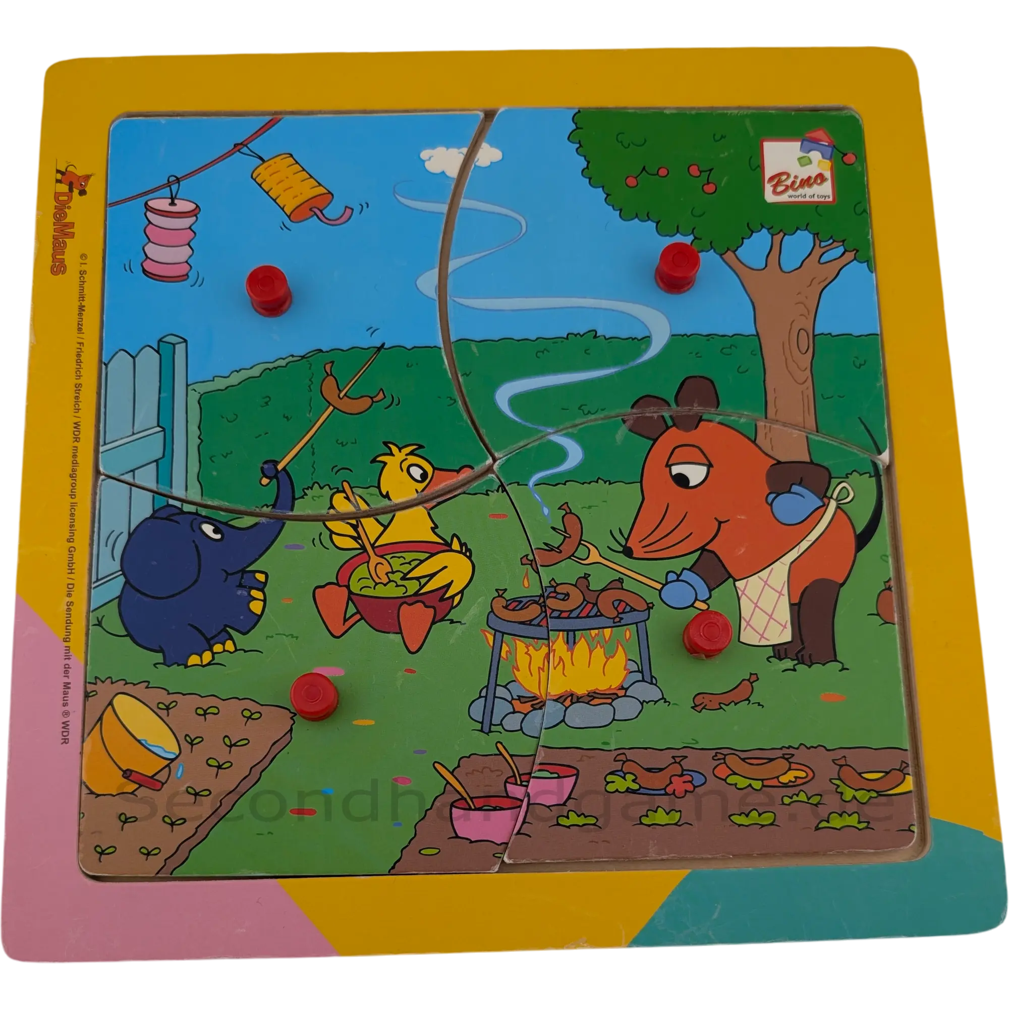 Bino Holzpuzzle Die Maus beim Grillen 4 Teile