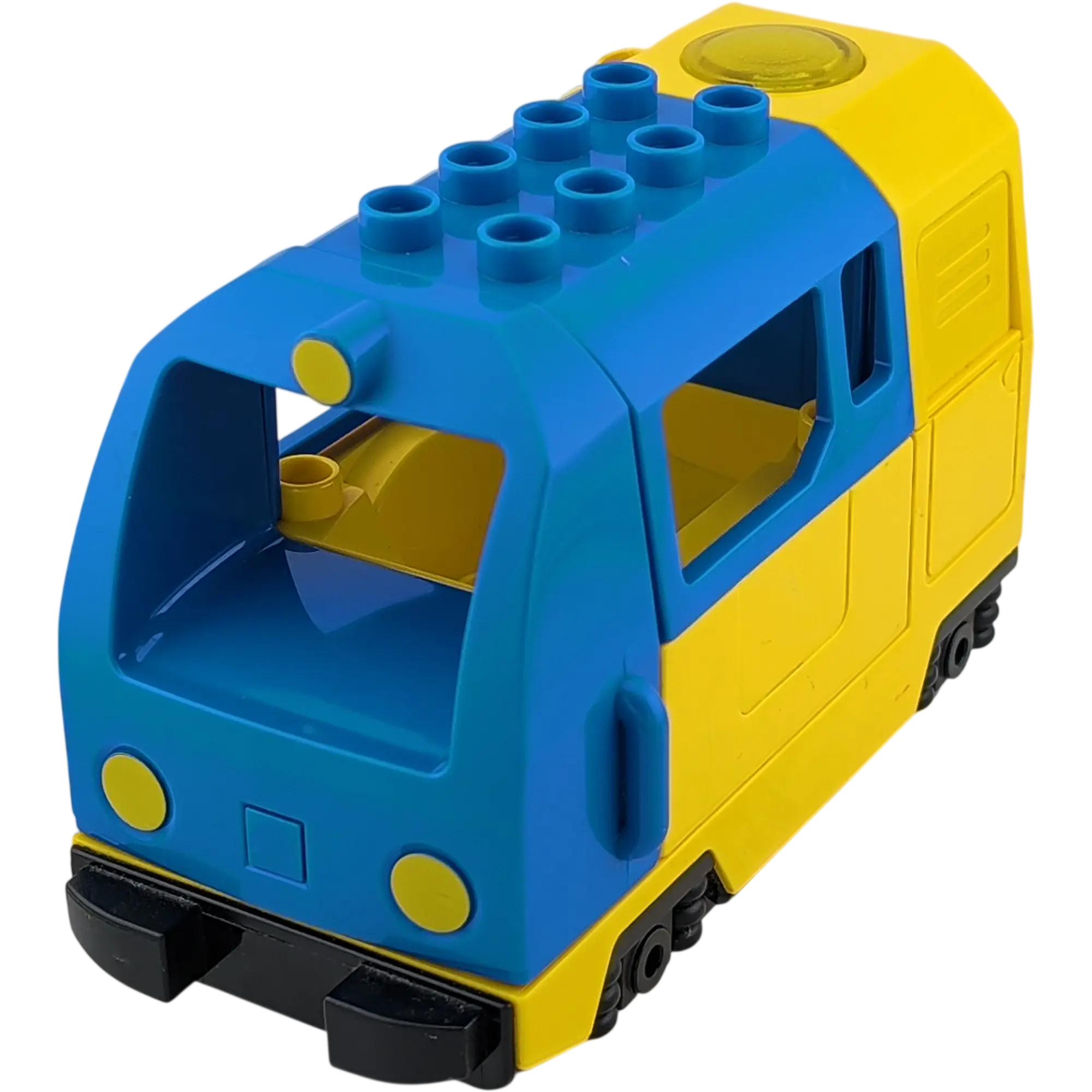 Lego Duplo elektrische Eisenbahn Zug Gelb mit Fahrer Kabine Aufsatz 4x8x3 Blau E-Lok
