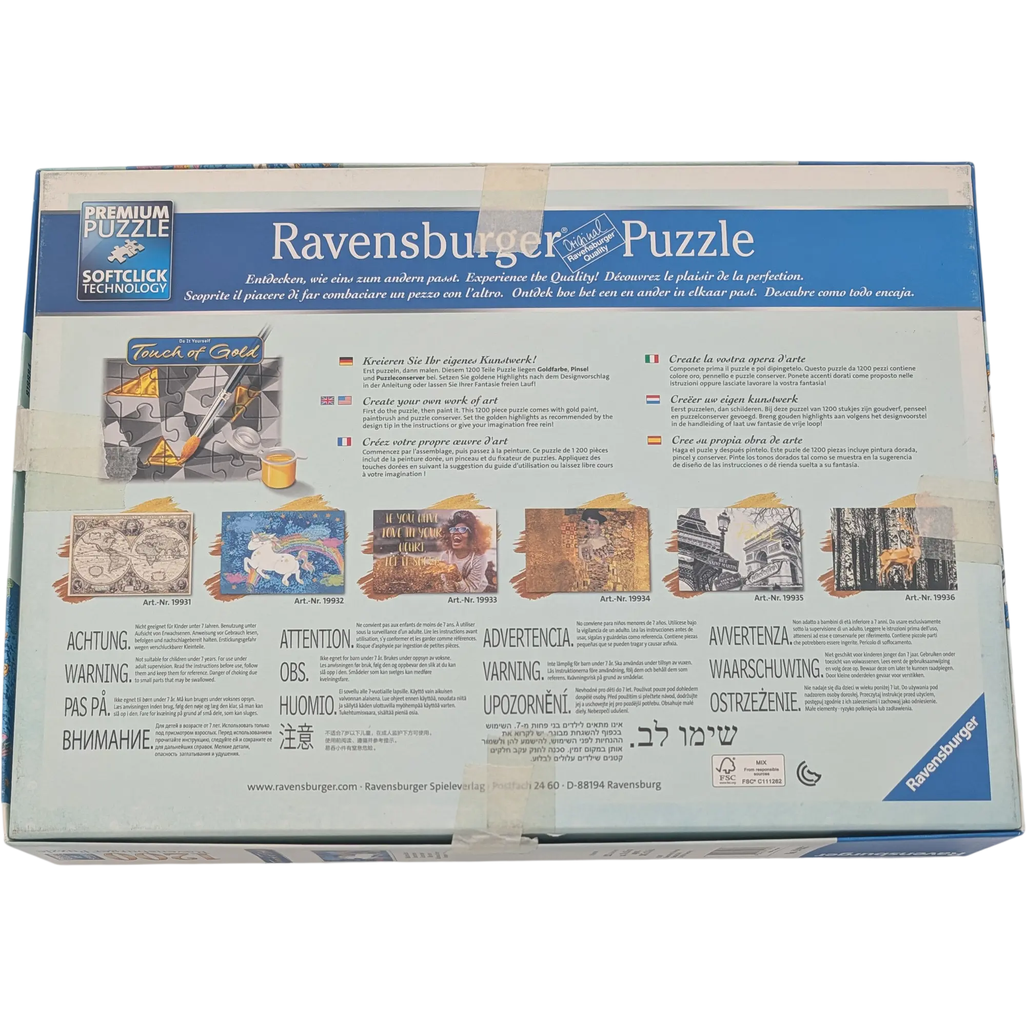 Ravensburger Premium Puzzle softclick 1200 Teile Touch of gold 199327 Glückliches Einhorn Unicorn, Ansicht 2
