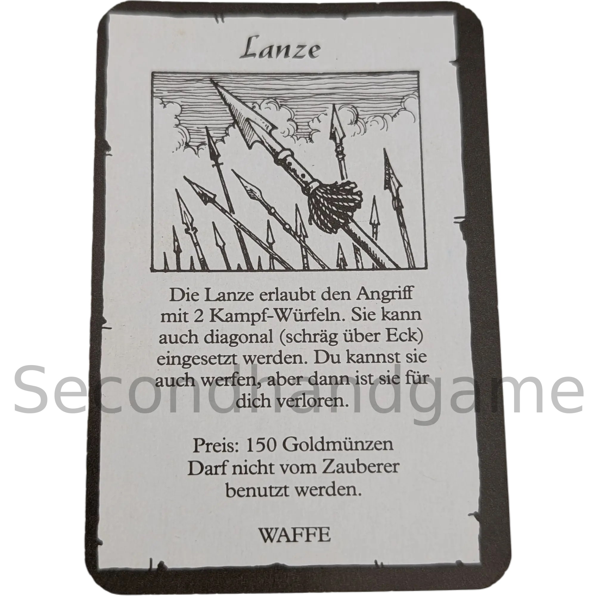 MB Hero Quest Master Karte Ausrüstung Lanze