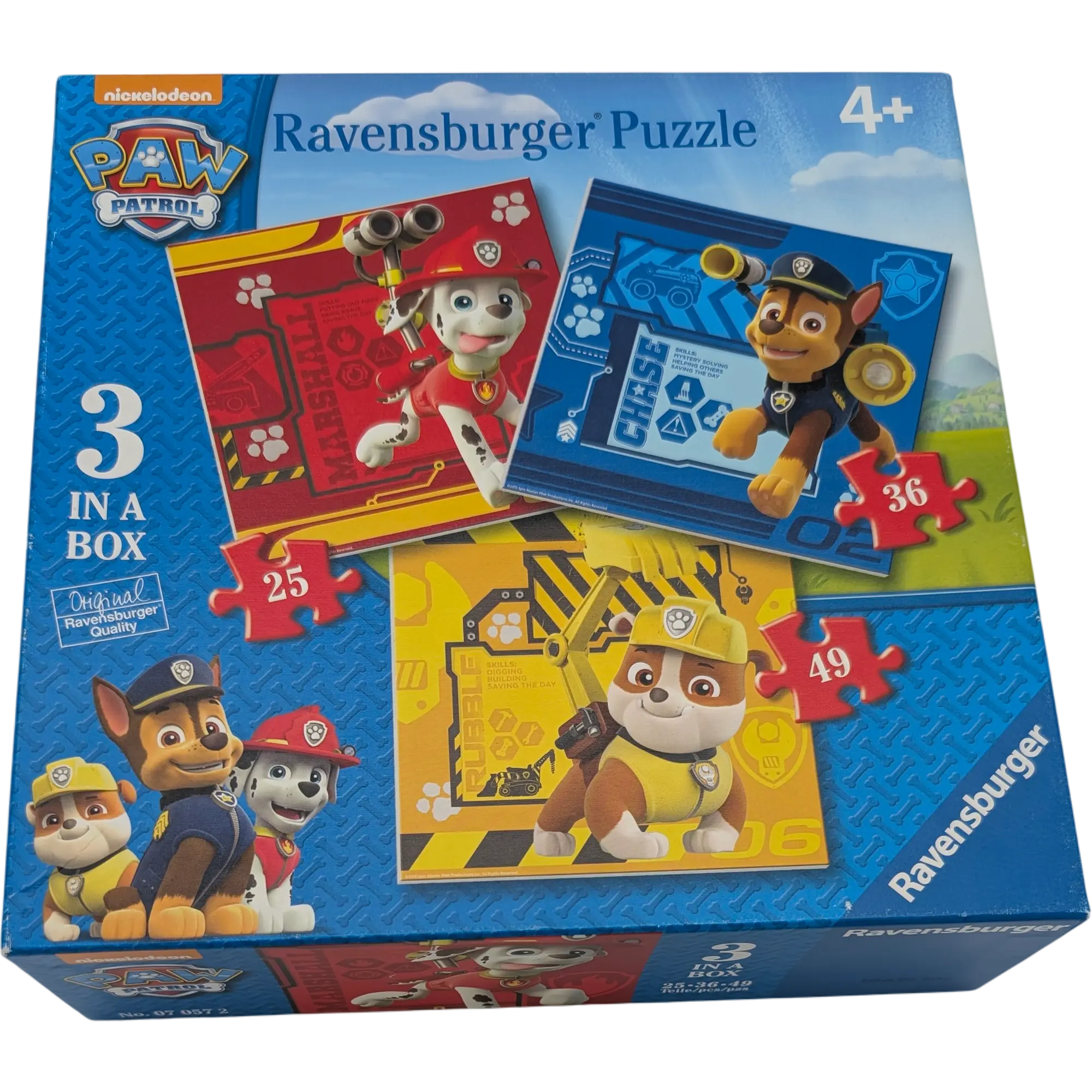 Ravensburger PAW PATROL 3 in a Box Puzzle 25, 36 & 49 Teile 07057