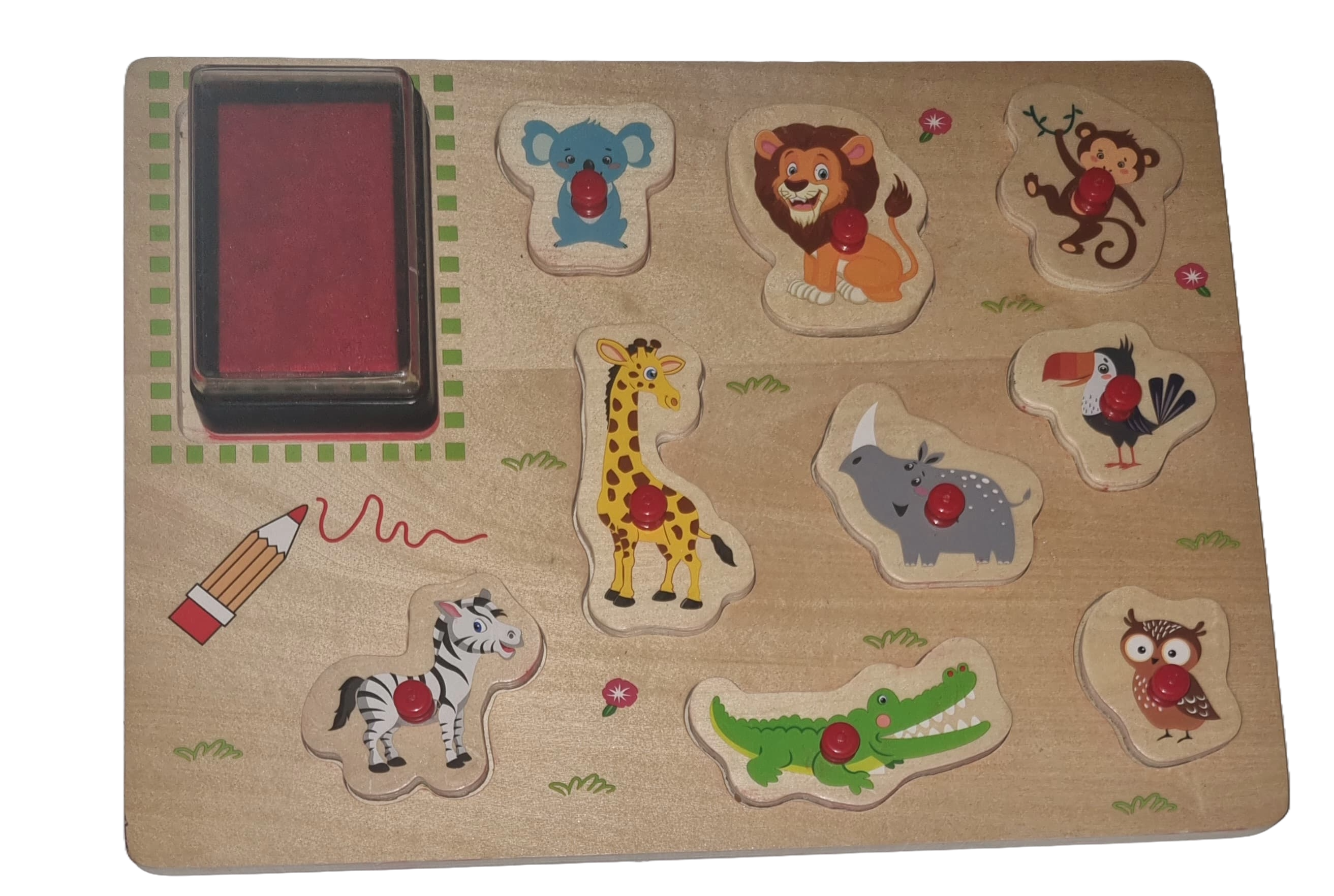 Playtive Junior Holzpuzzle 9 Teile Stempelpuzzle