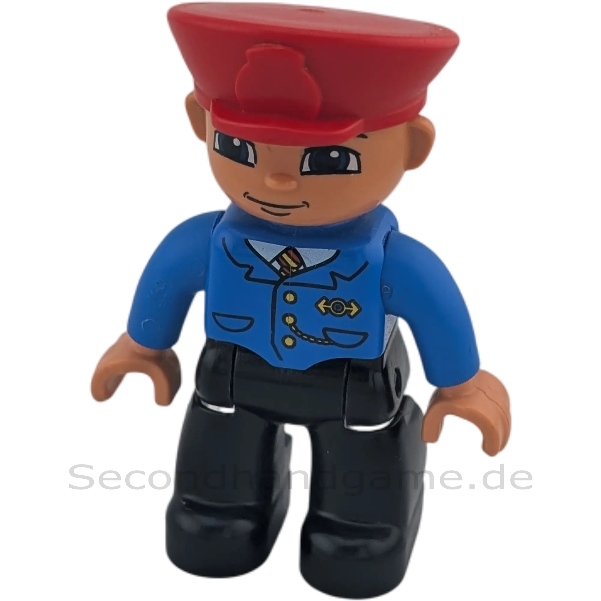 Lego Duplo 47394 Lokführer Hose Schwarz Blaue Jacke Krawatte und rote Mütze
