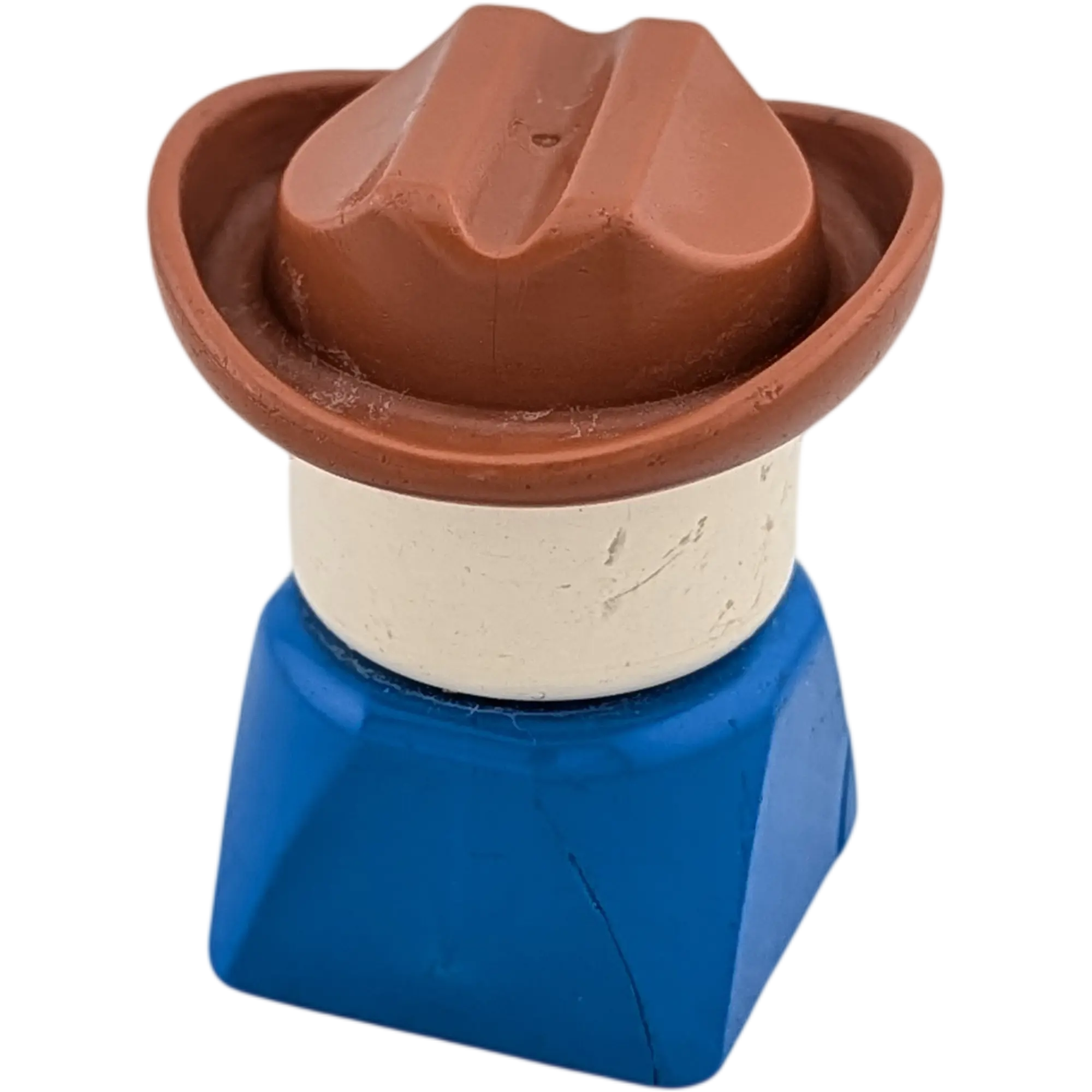 Lego Duplo älterer Figur Mann Blau mit Cowboy Hut Braun